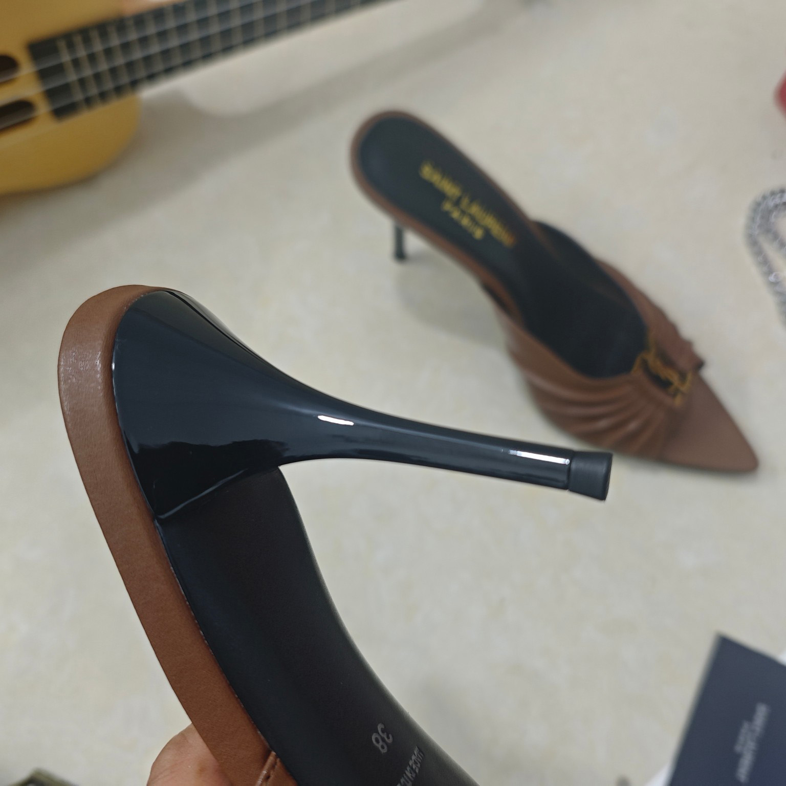 Saint Laurent BABYLONE Mules In Smooth Leather - FashionPlug