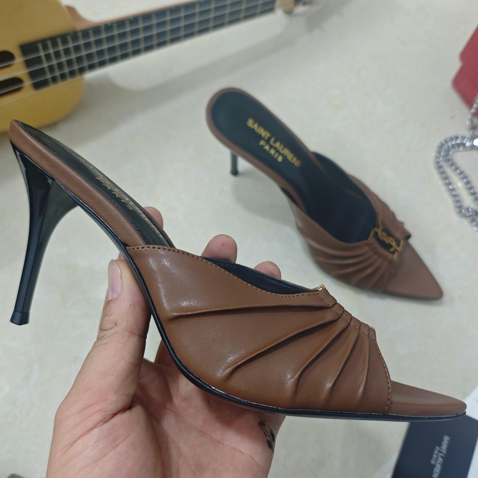 Saint Laurent BABYLONE Mules In Smooth Leather - FashionPlug