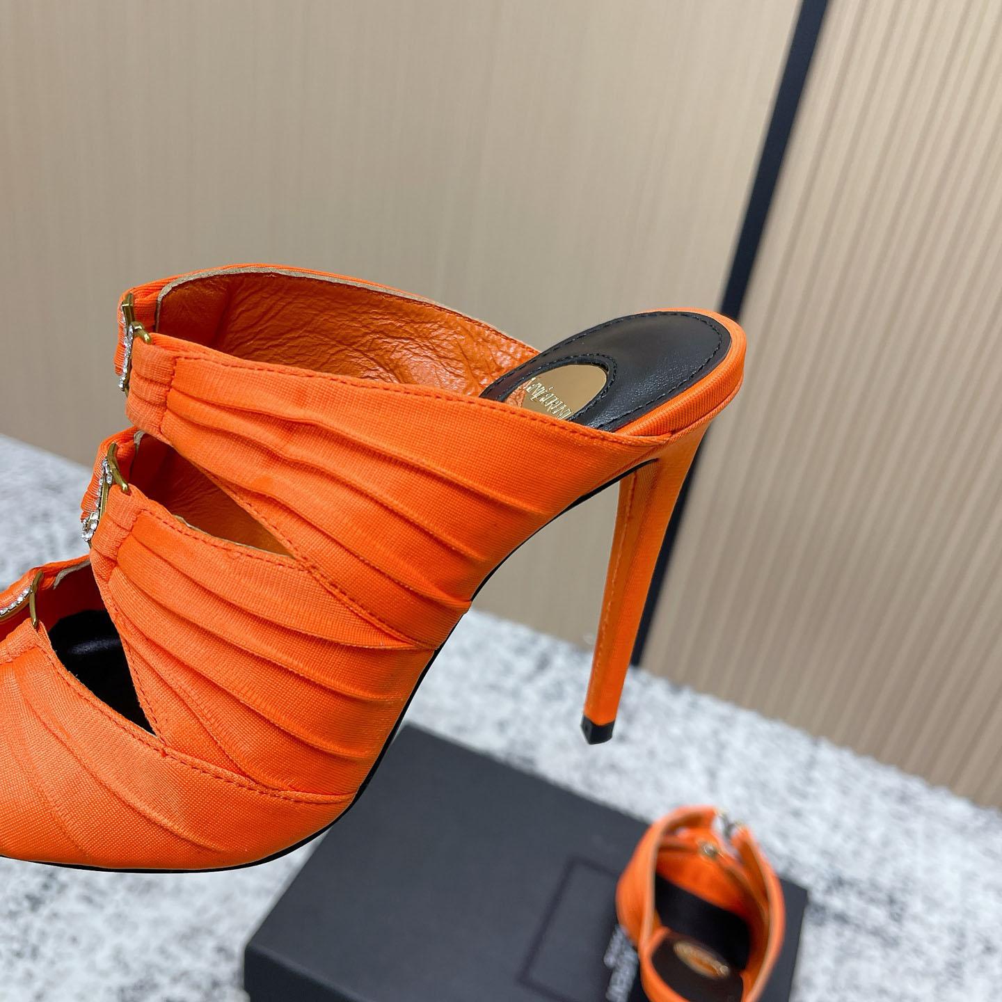 Saint Laurent EMILIE Mules In Satin Crepe - FashionPlug