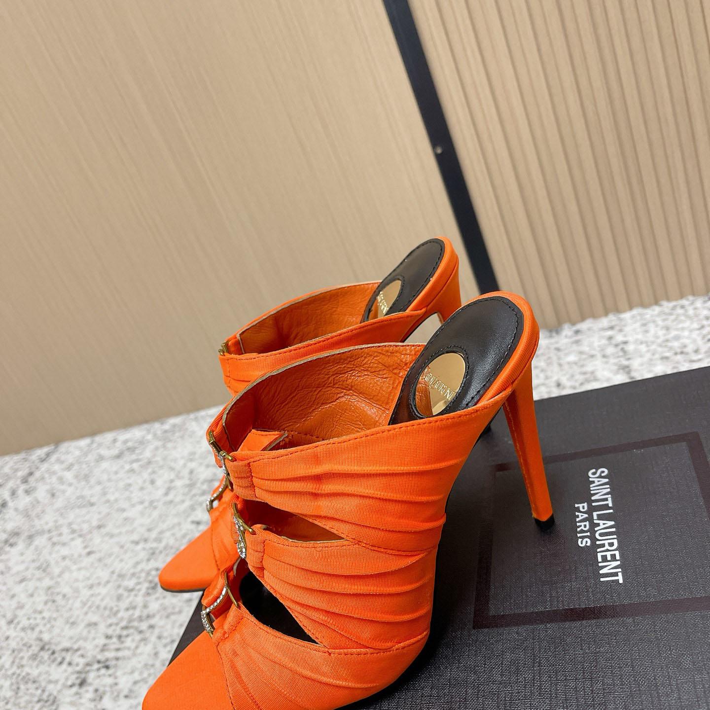 Saint Laurent EMILIE Mules In Satin Crepe - FashionPlug