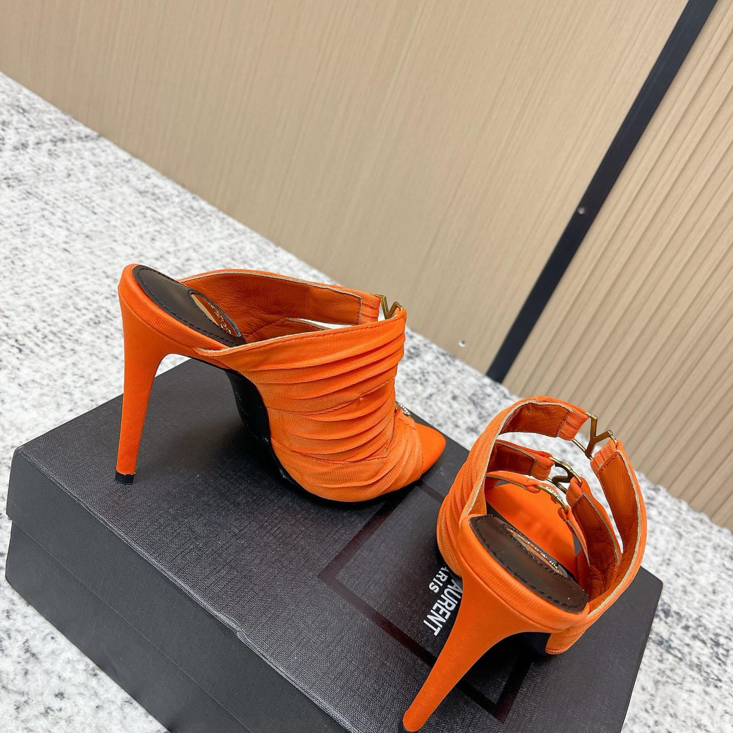 Saint Laurent EMILIE Mules In Satin Crepe - FashionPlug