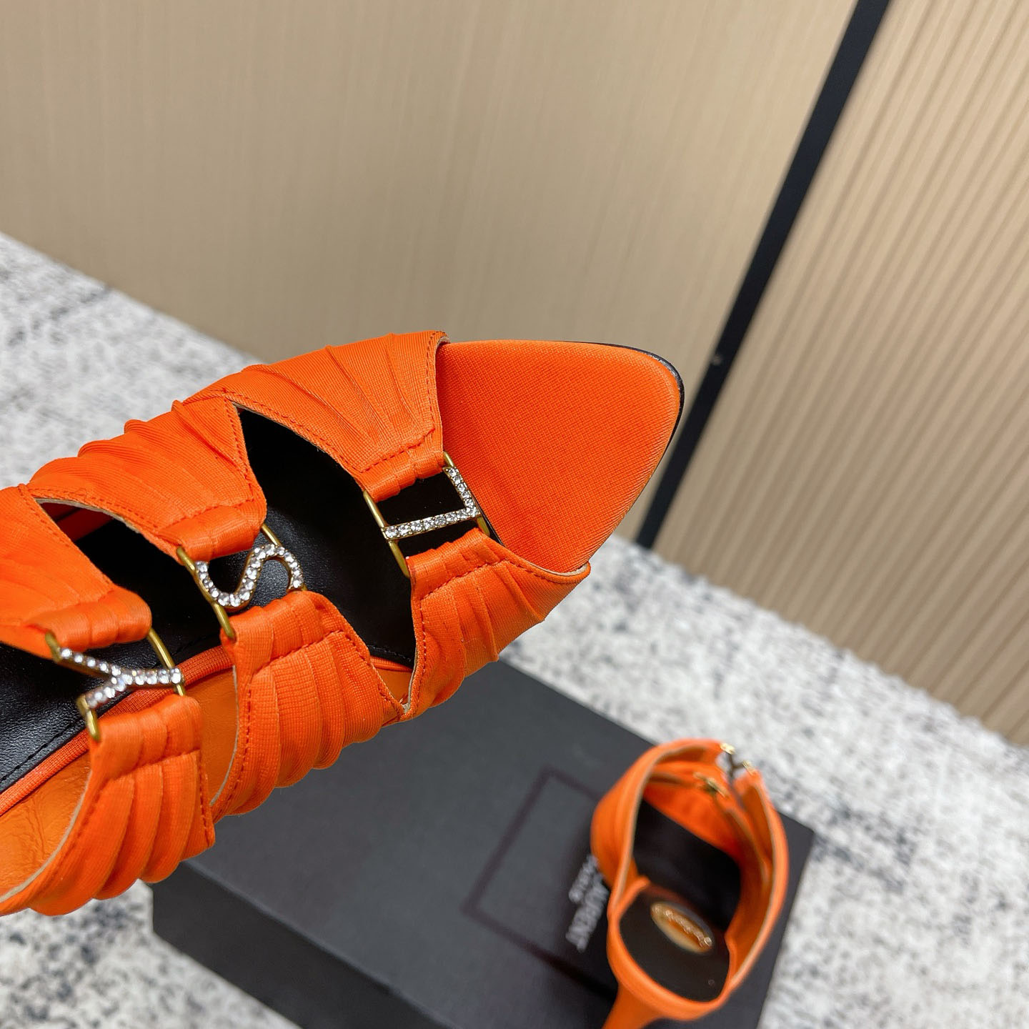 Saint Laurent EMILIE Mules In Satin Crepe - FashionPlug