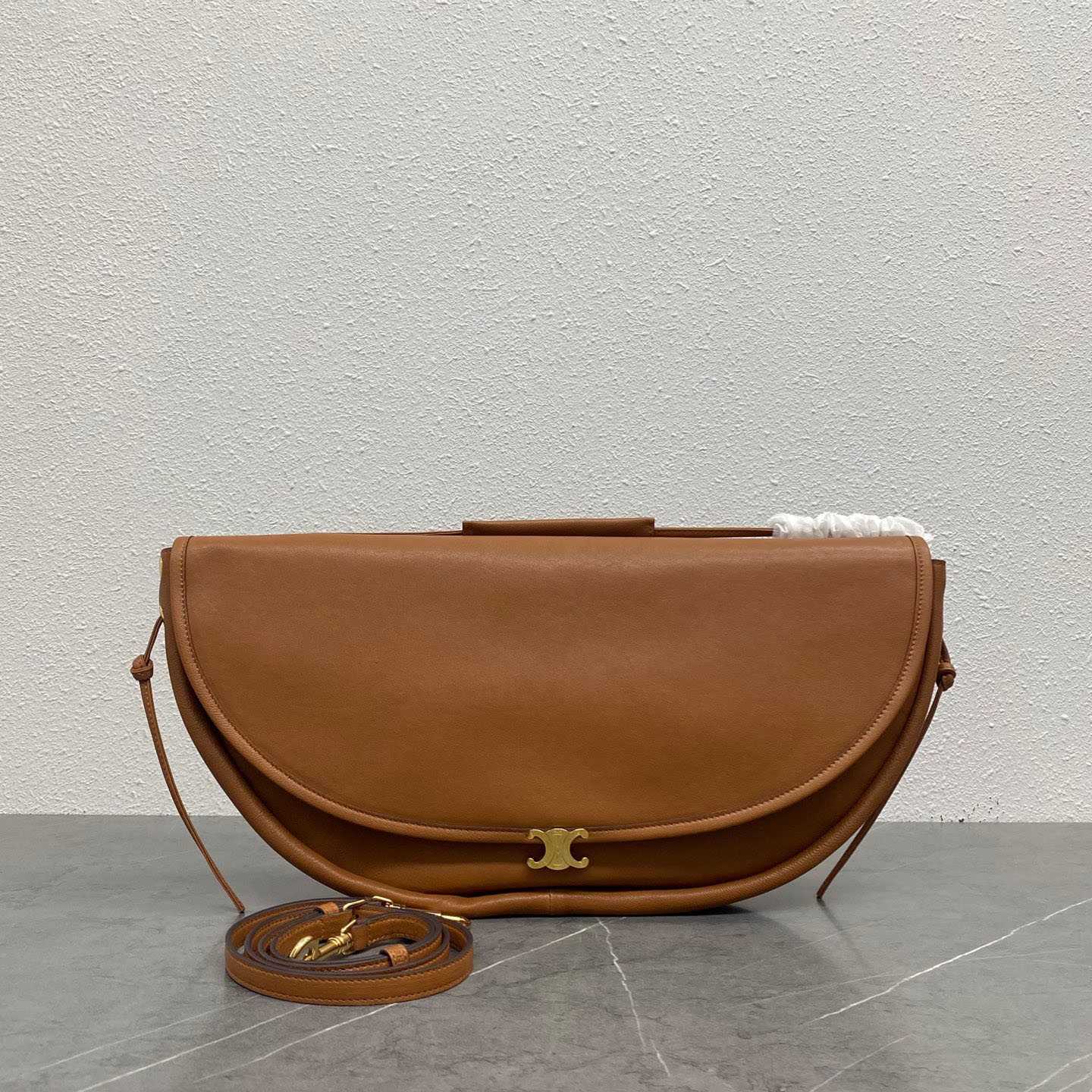 Celine HALFMOON SOFT TRIOMPHE BAG IN SUPPLE SHINY LAMBSKIN - FashionPlug