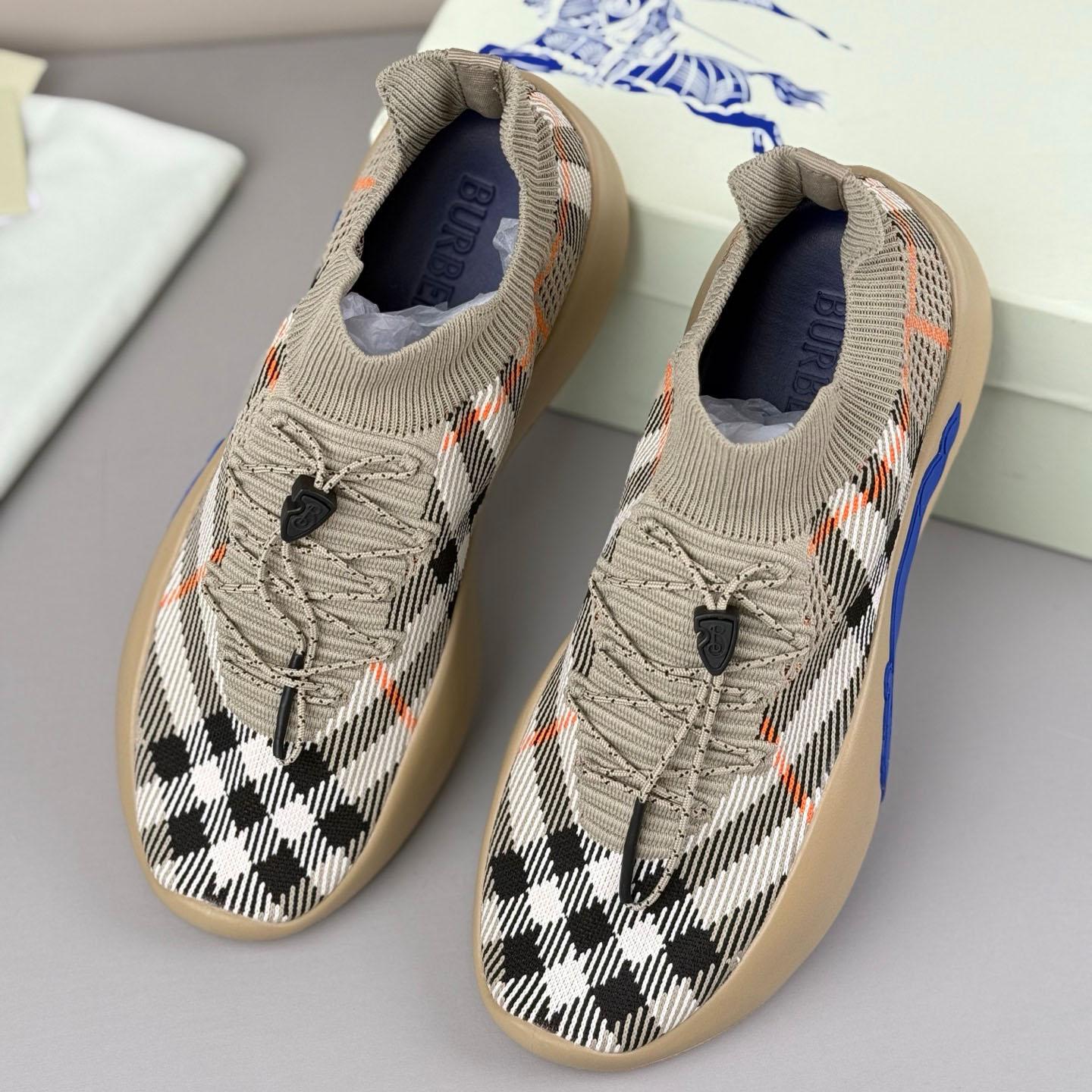Burberry Check Knit Neptune Sneakers - FashionPlug