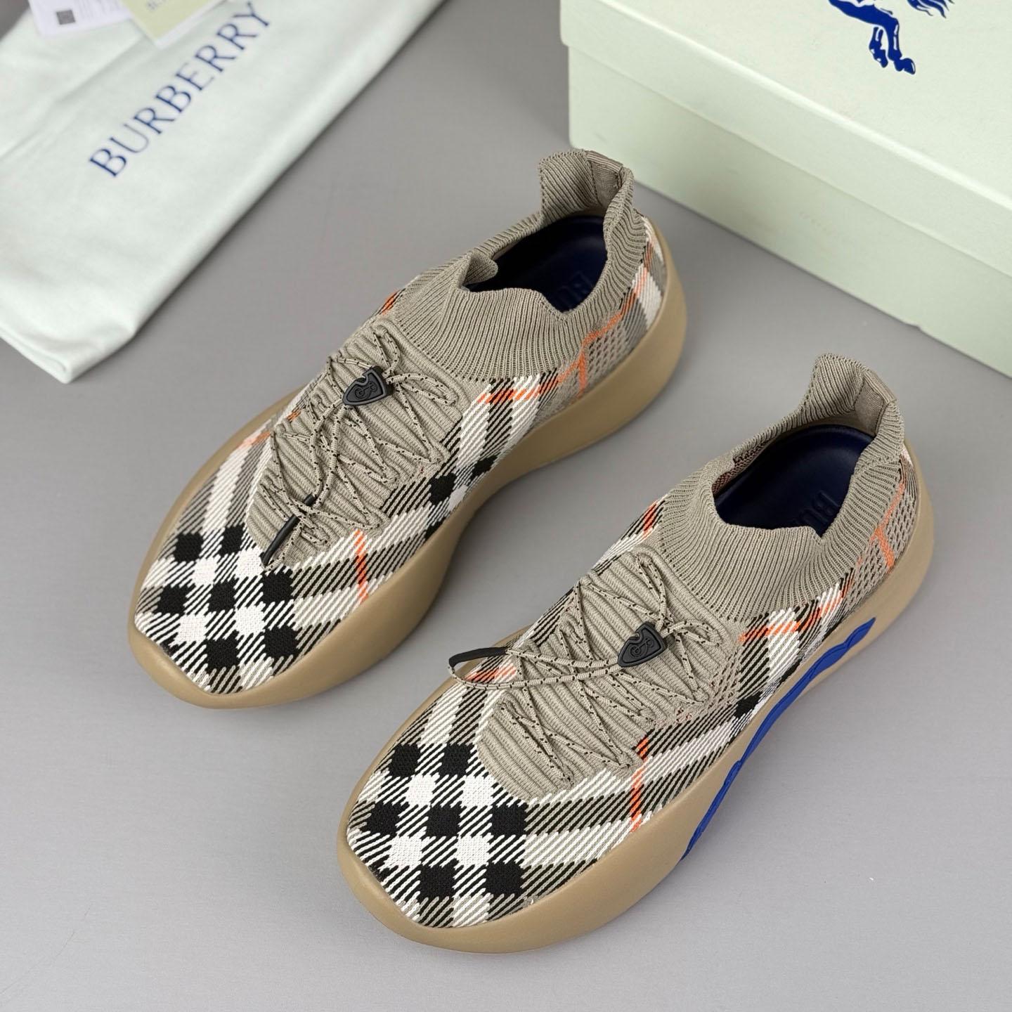Burberry Check Knit Neptune Sneakers - FashionPlug