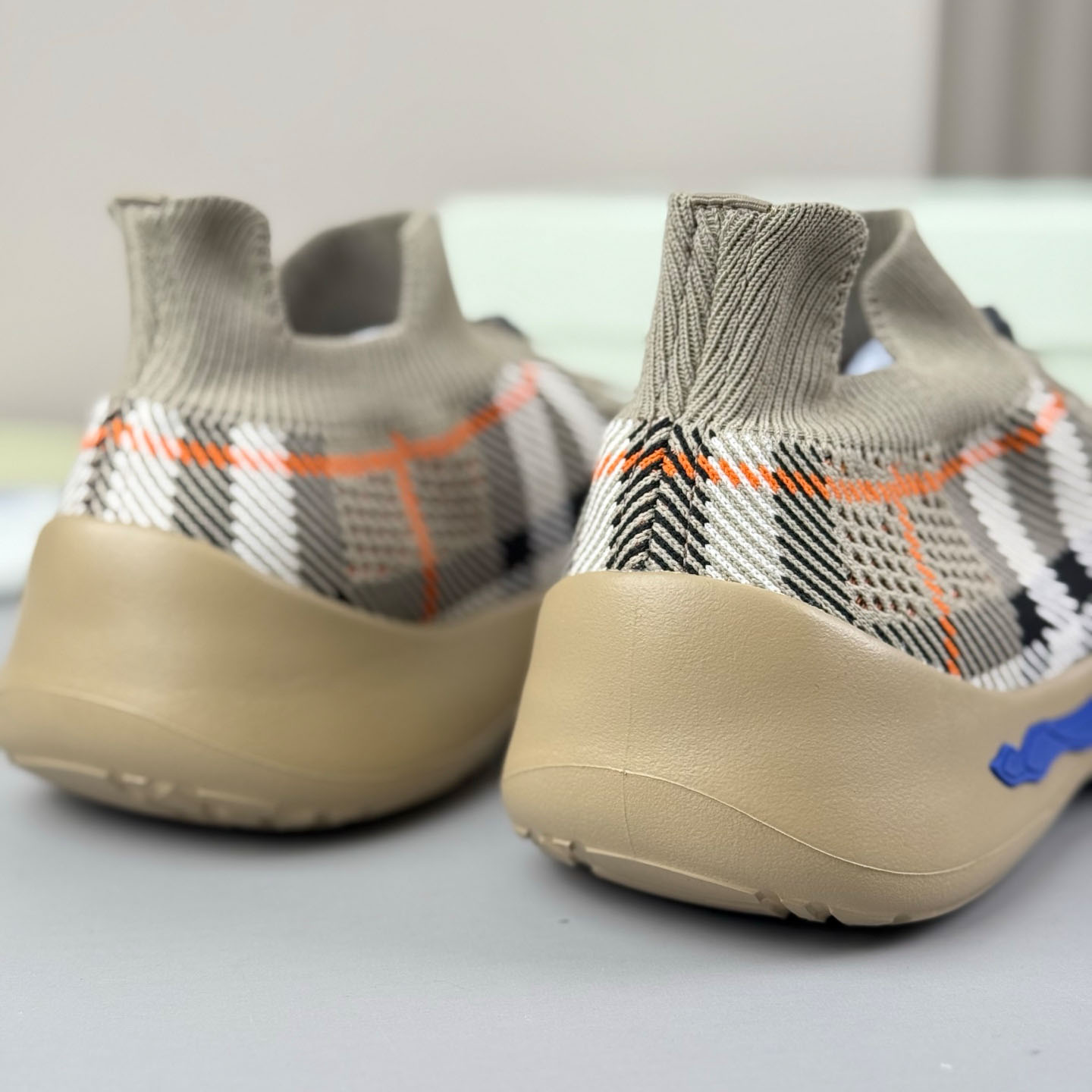 Burberry Check Knit Neptune Sneakers - FashionPlug