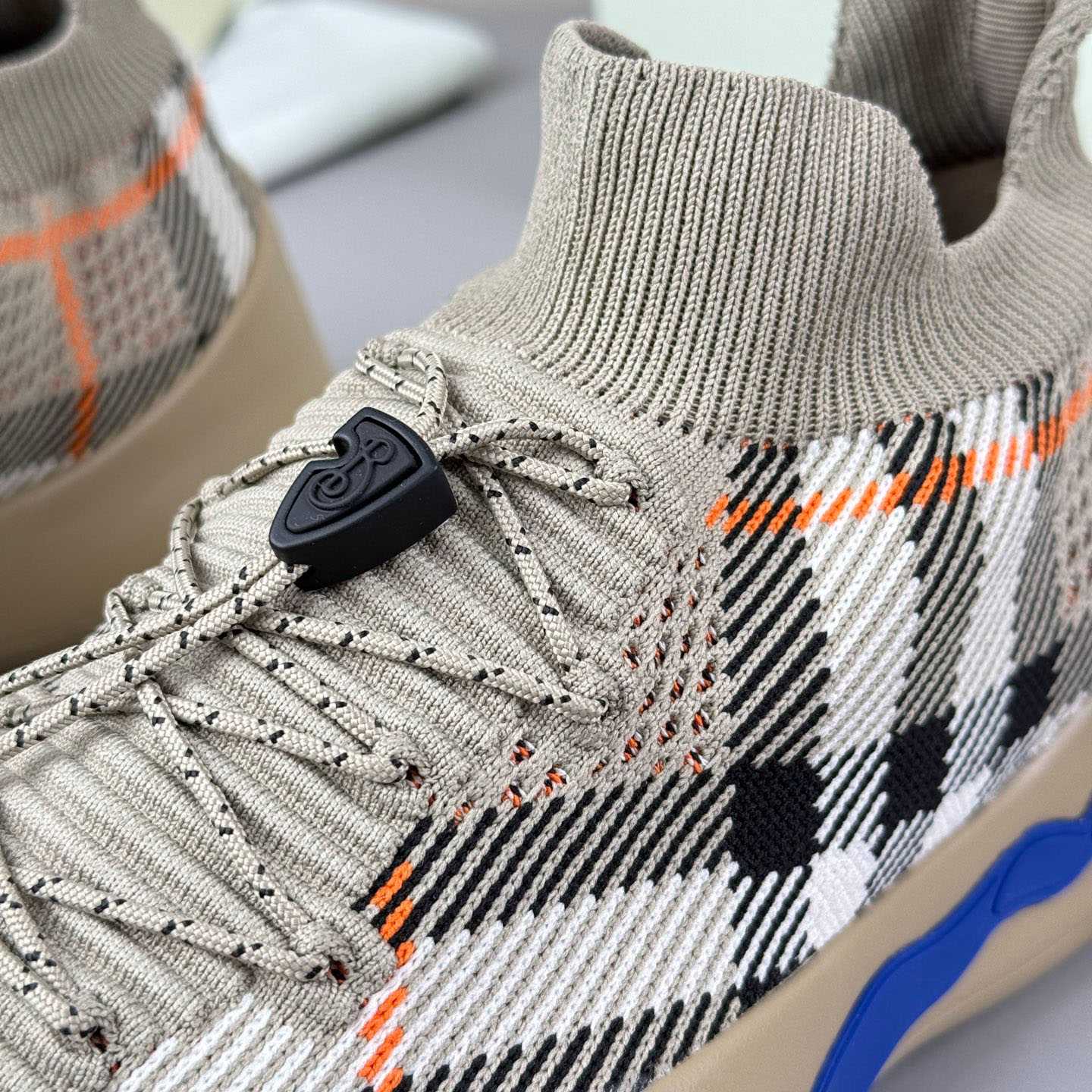 Burberry Check Knit Neptune Sneakers - FashionPlug