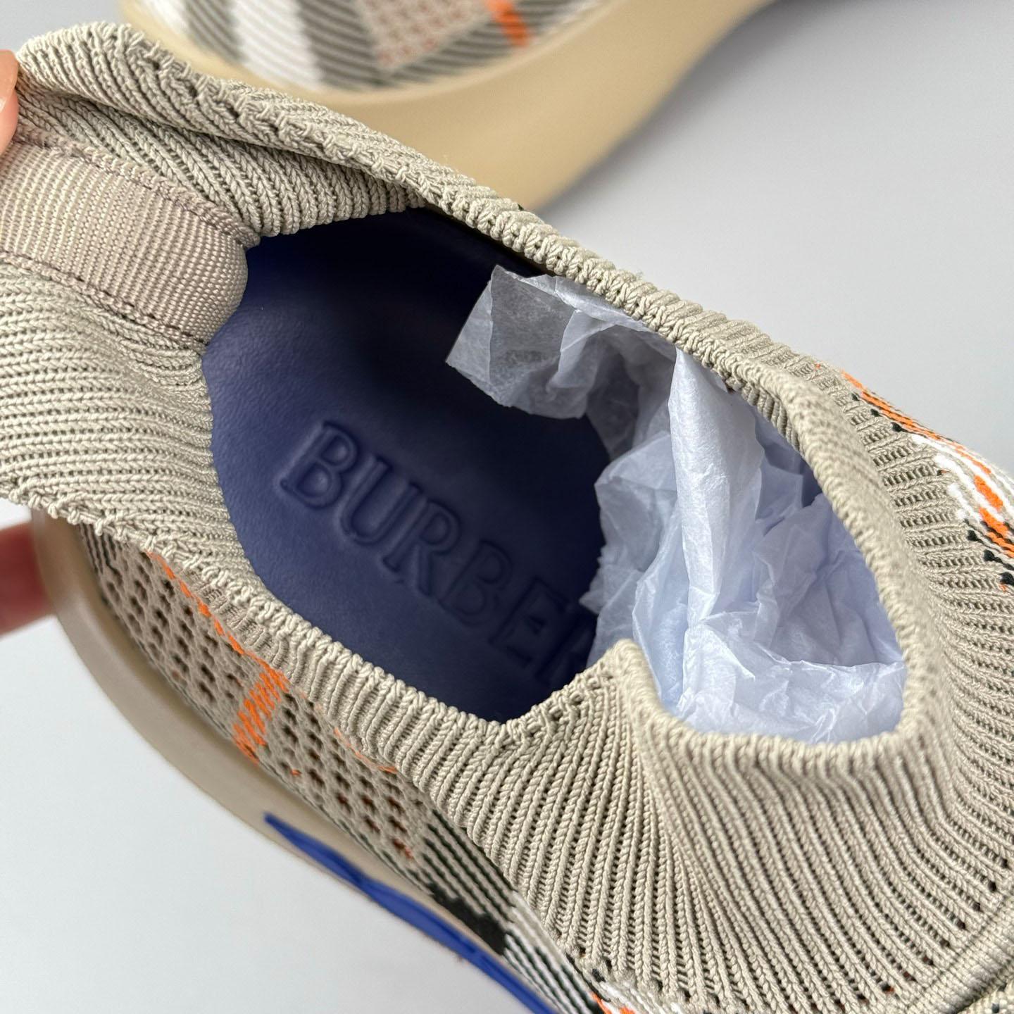 Burberry Check Knit Neptune Sneakers - FashionPlug
