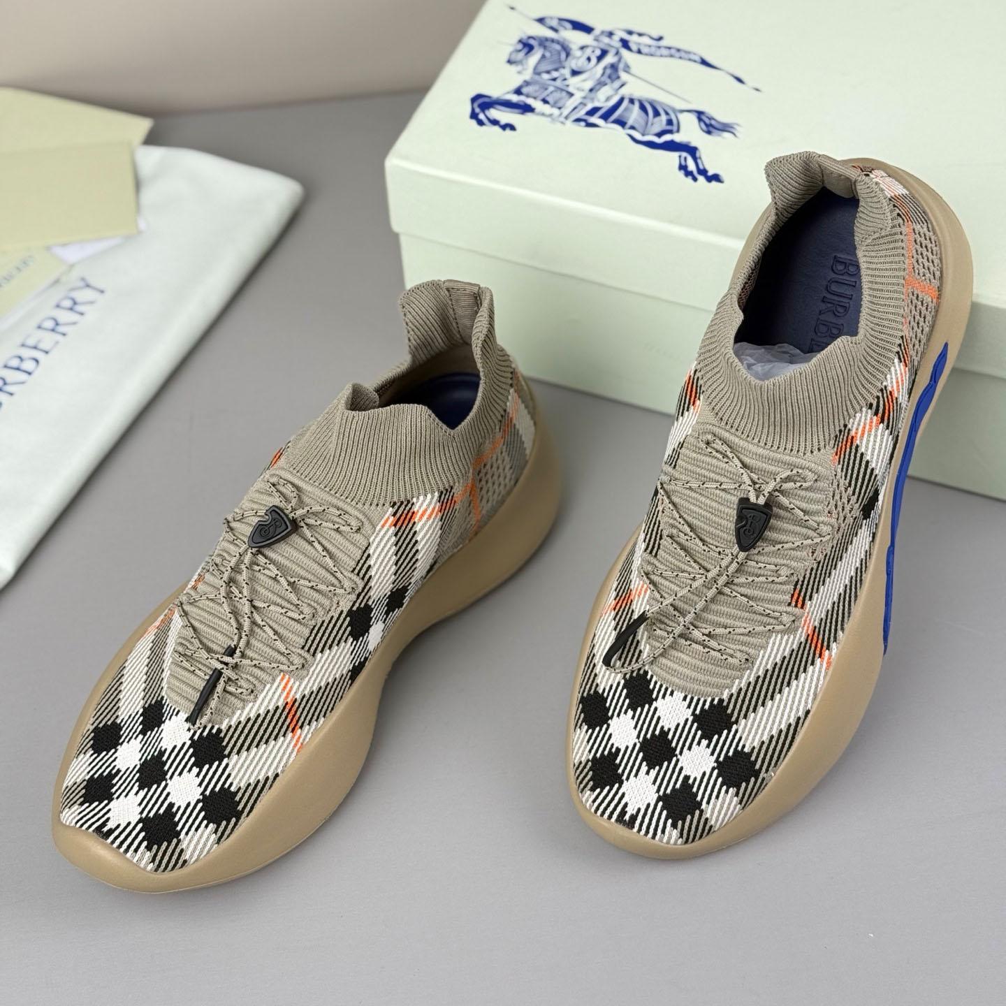 Burberry Check Knit Neptune Sneakers - FashionPlug