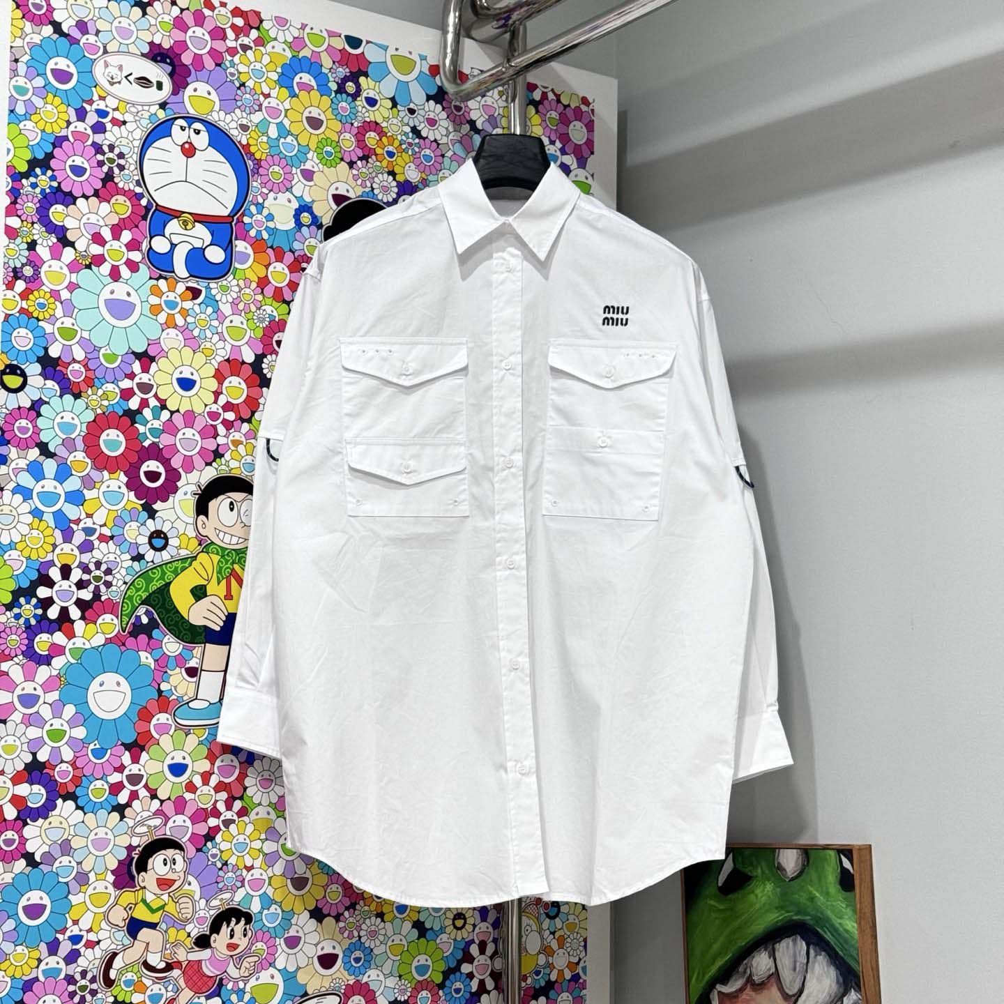 Miu Miu Poplin Shirt-dress - FashionPlug