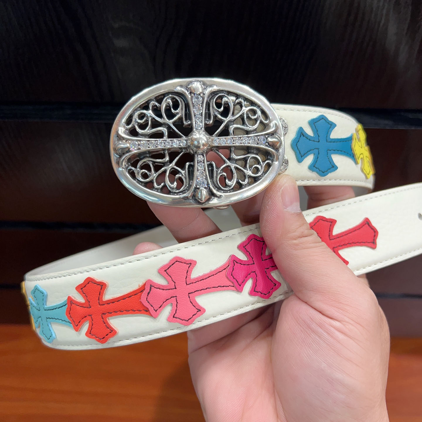 Chrome Hearts Leather Belt   - FashionPlug