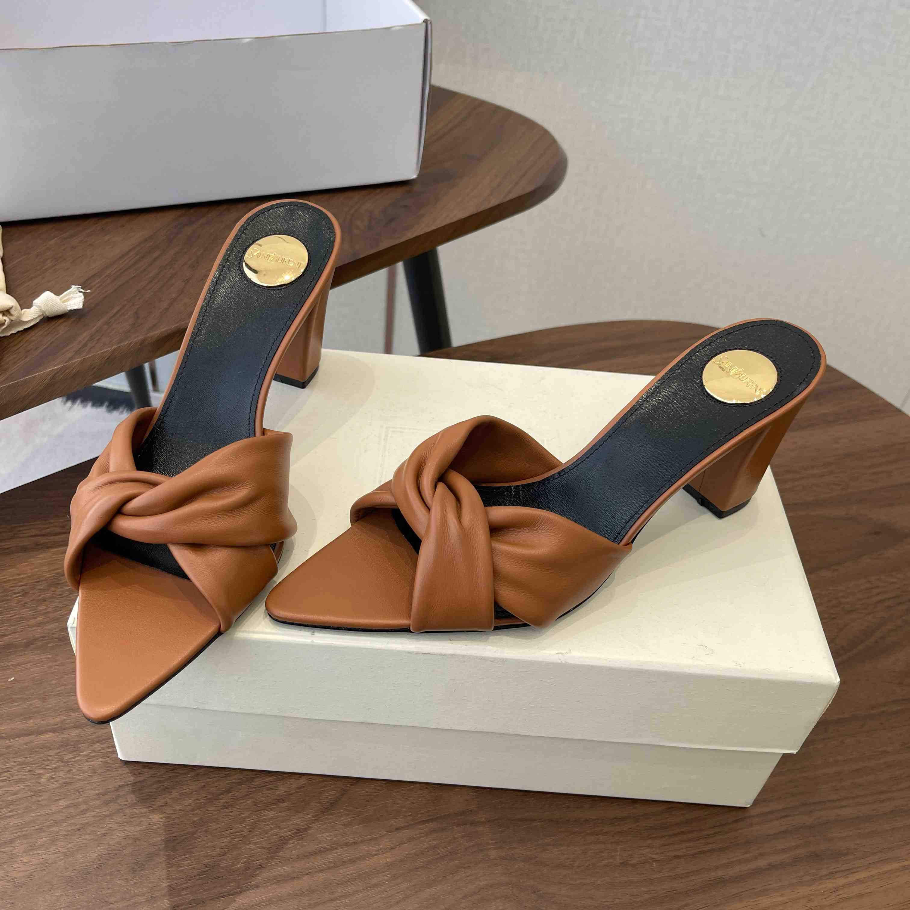 Saint Laurent FRANCIANE Mules In Smooth Leather - FashionPlug