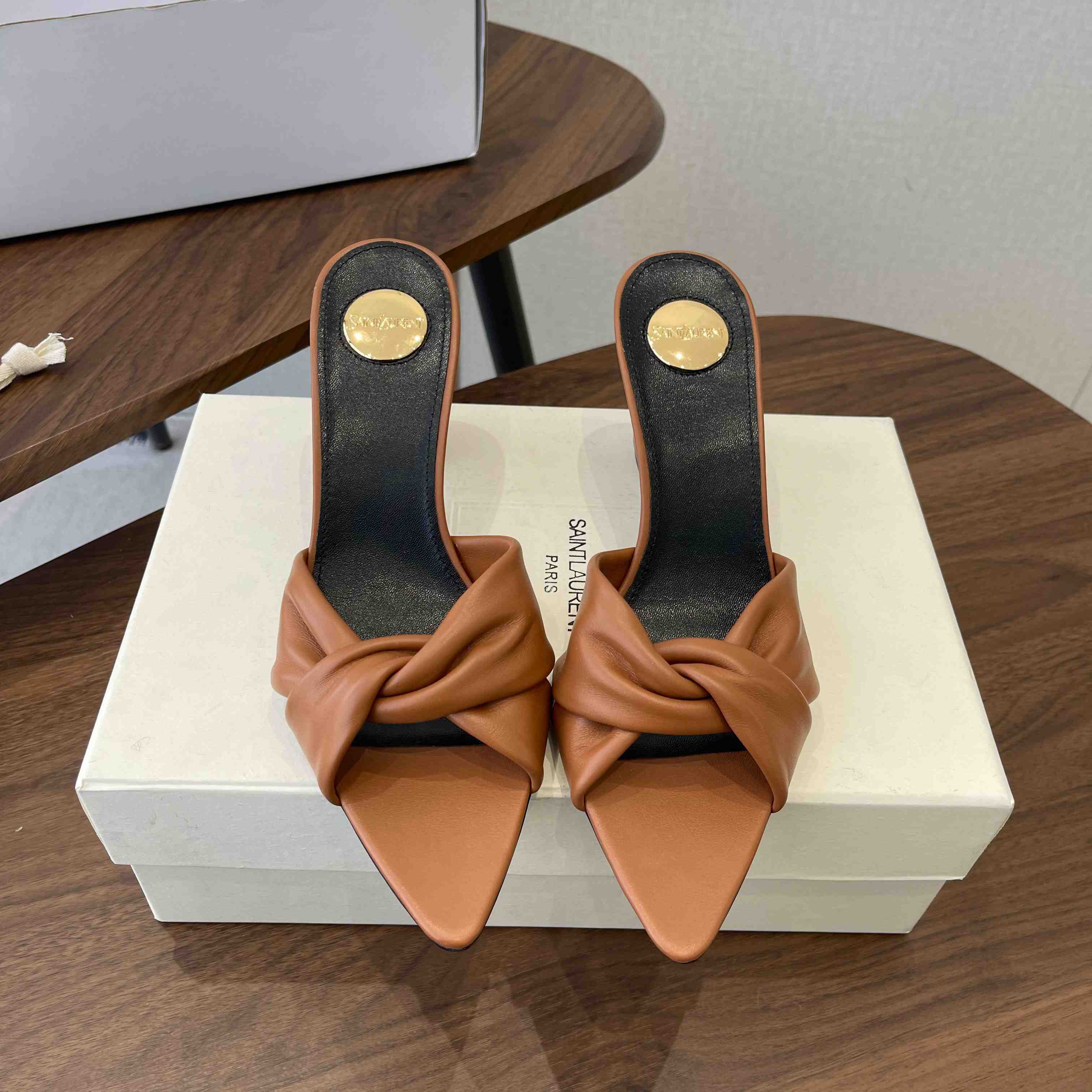 Saint Laurent FRANCIANE Mules In Smooth Leather - FashionPlug