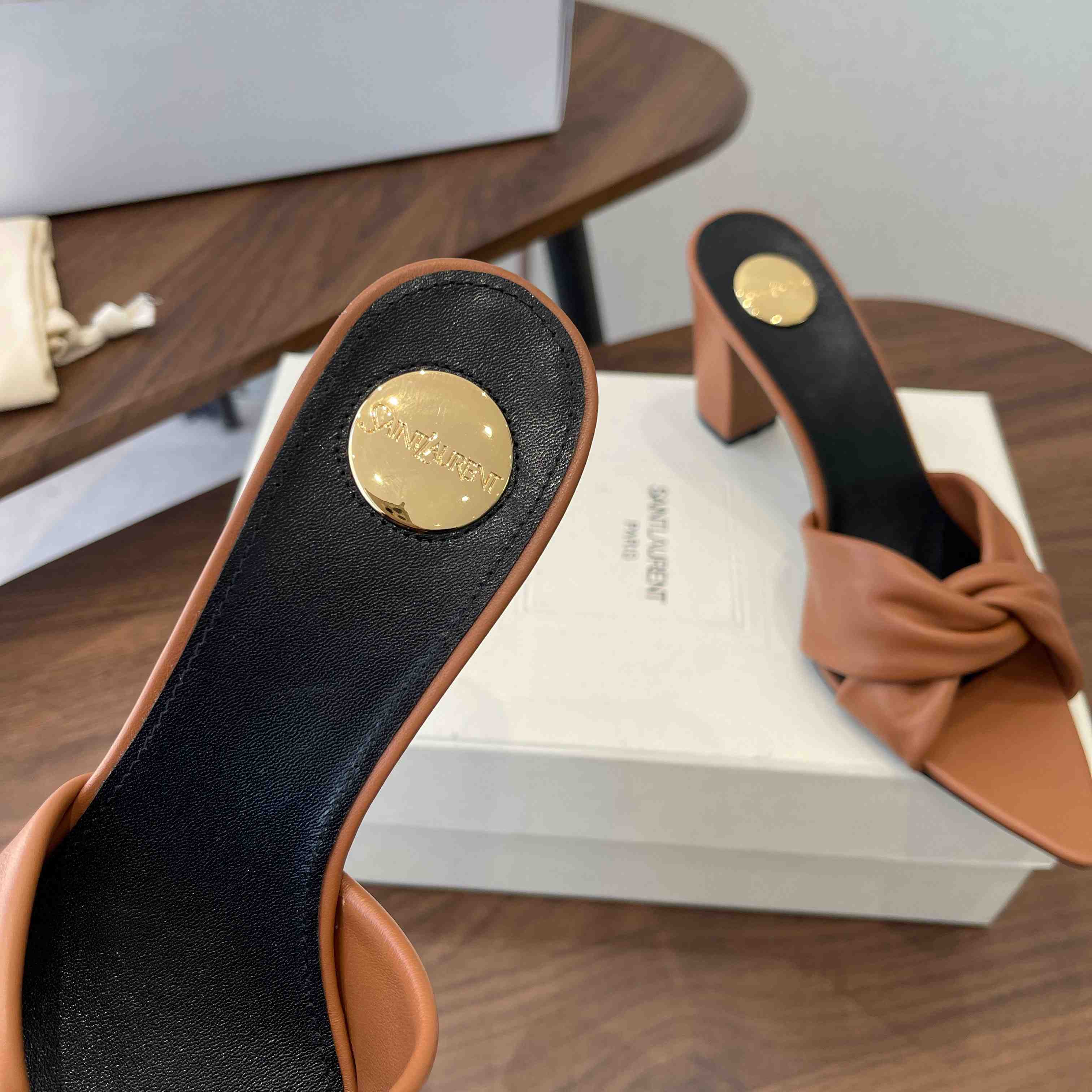 Saint Laurent FRANCIANE Mules In Smooth Leather - FashionPlug