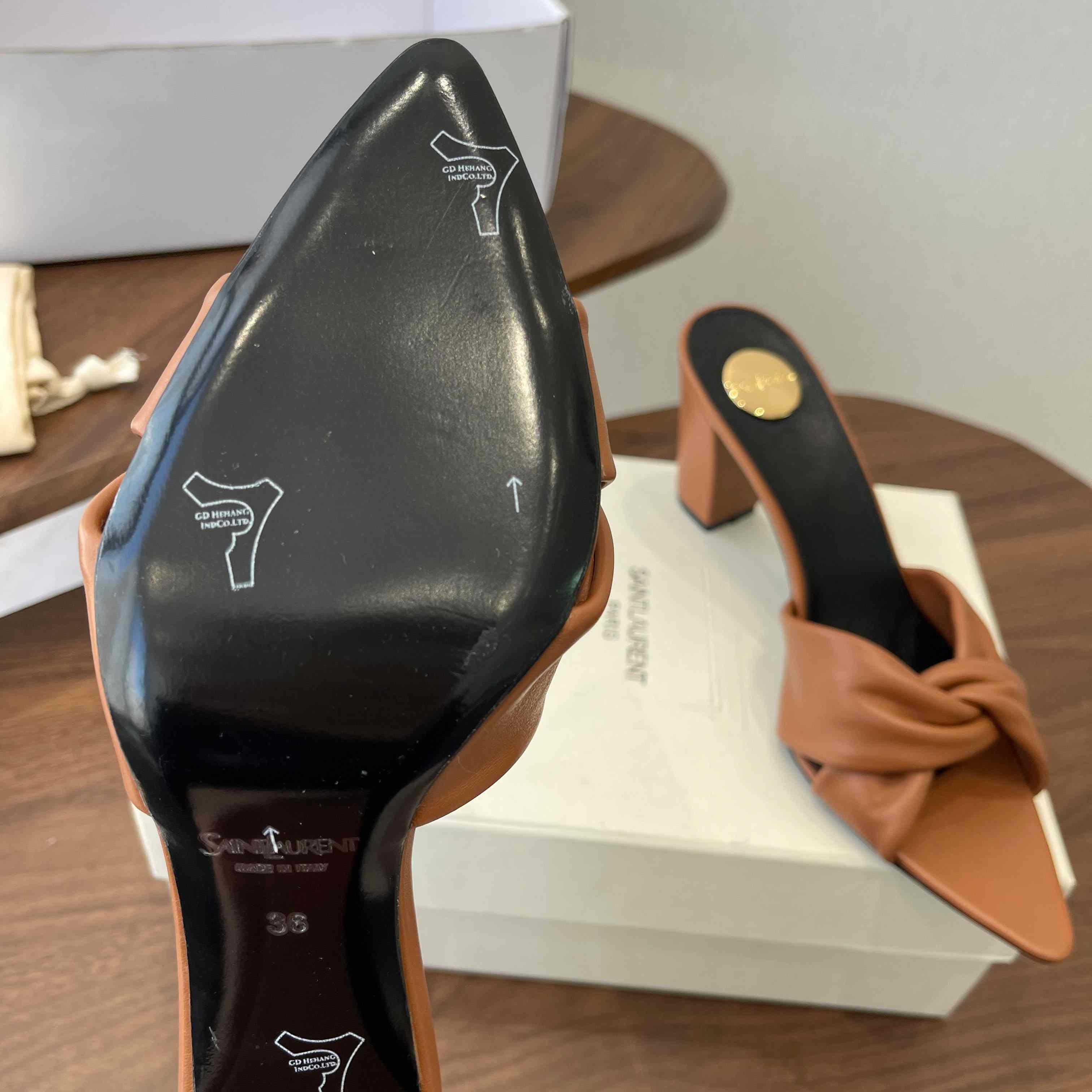 Saint Laurent FRANCIANE Mules In Smooth Leather - FashionPlug