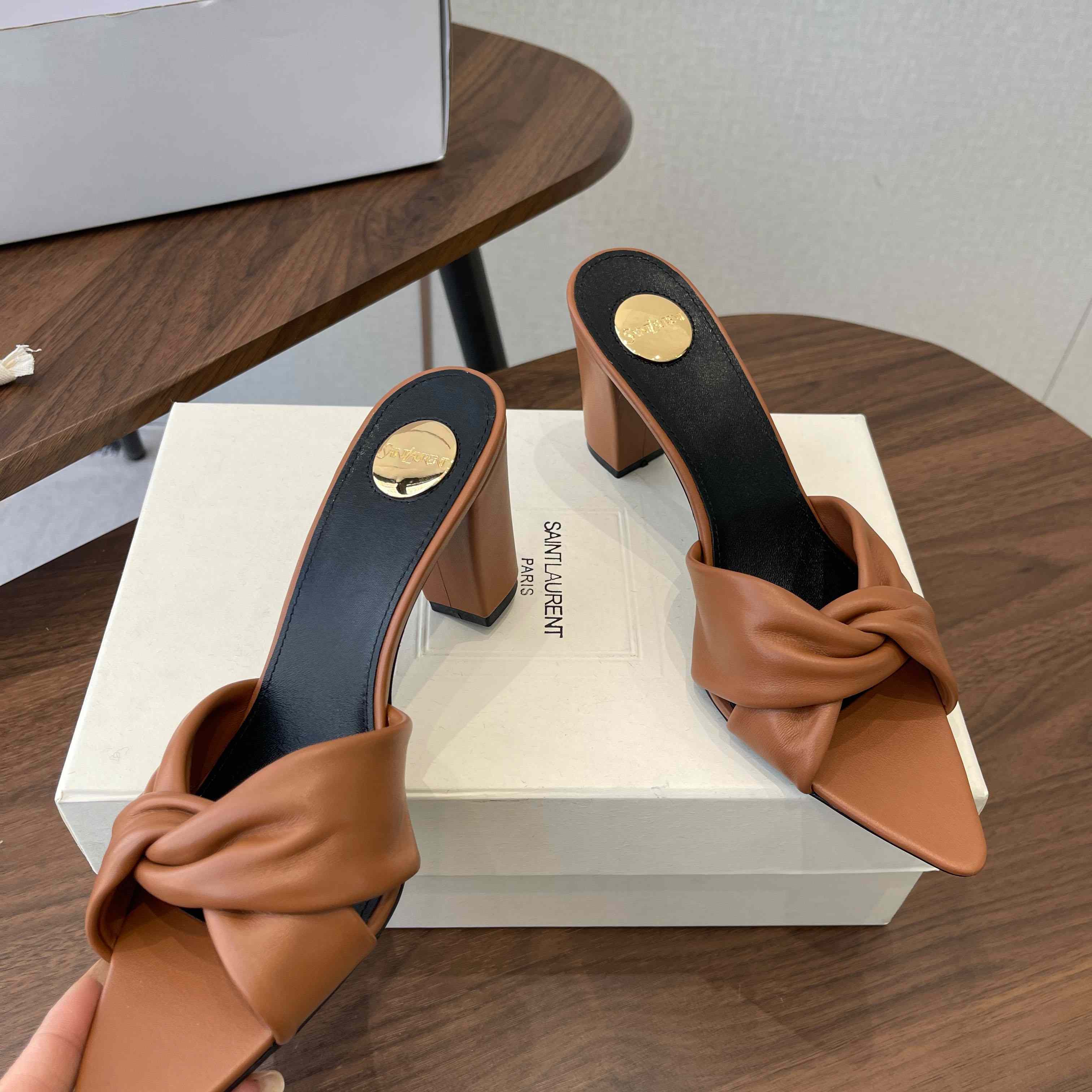 Saint Laurent FRANCIANE Mules In Smooth Leather - FashionPlug