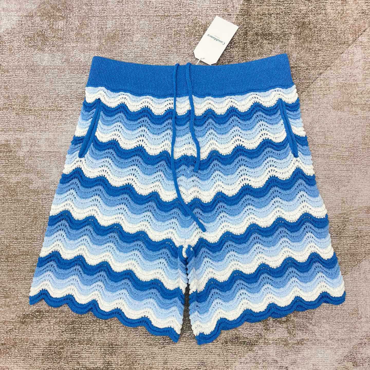 Casablanca Wavy Gradient Crochet Shorts  D008 - FashionPlug