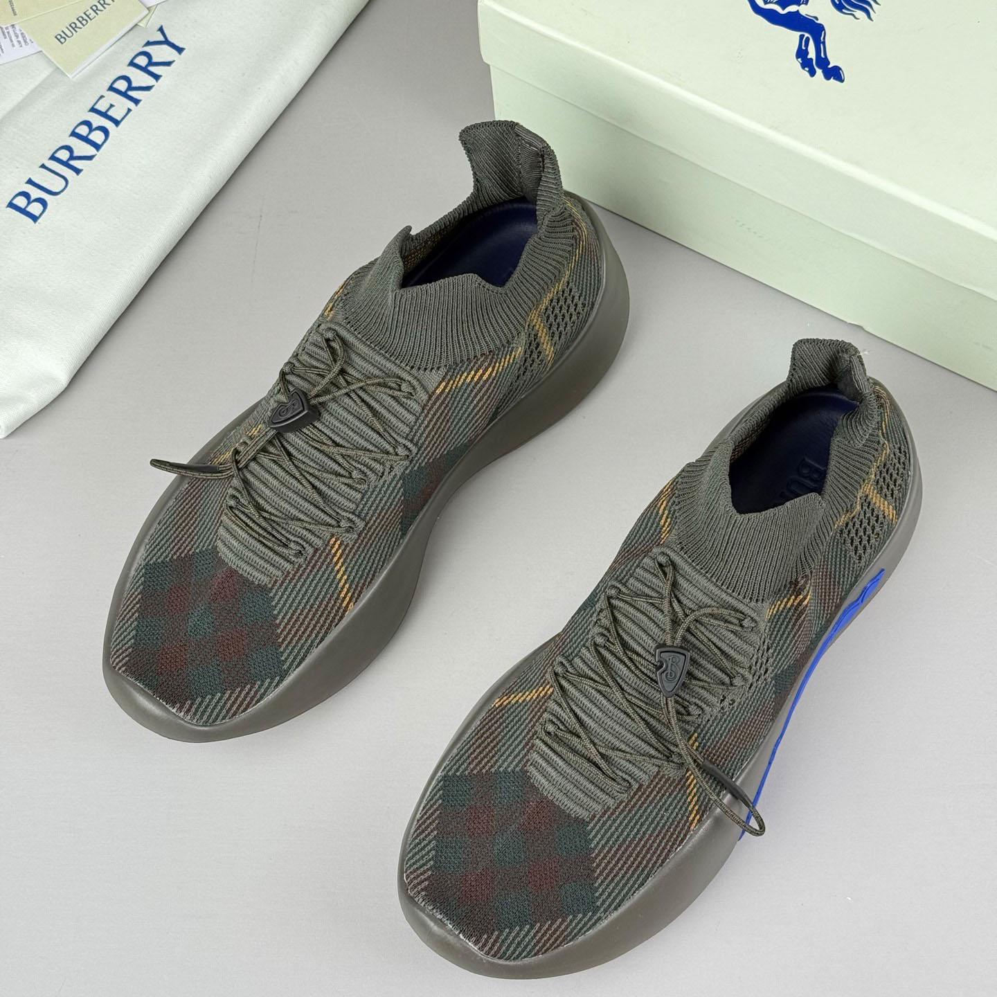 Burberry Check Knit Neptune Sneakers - FashionPlug