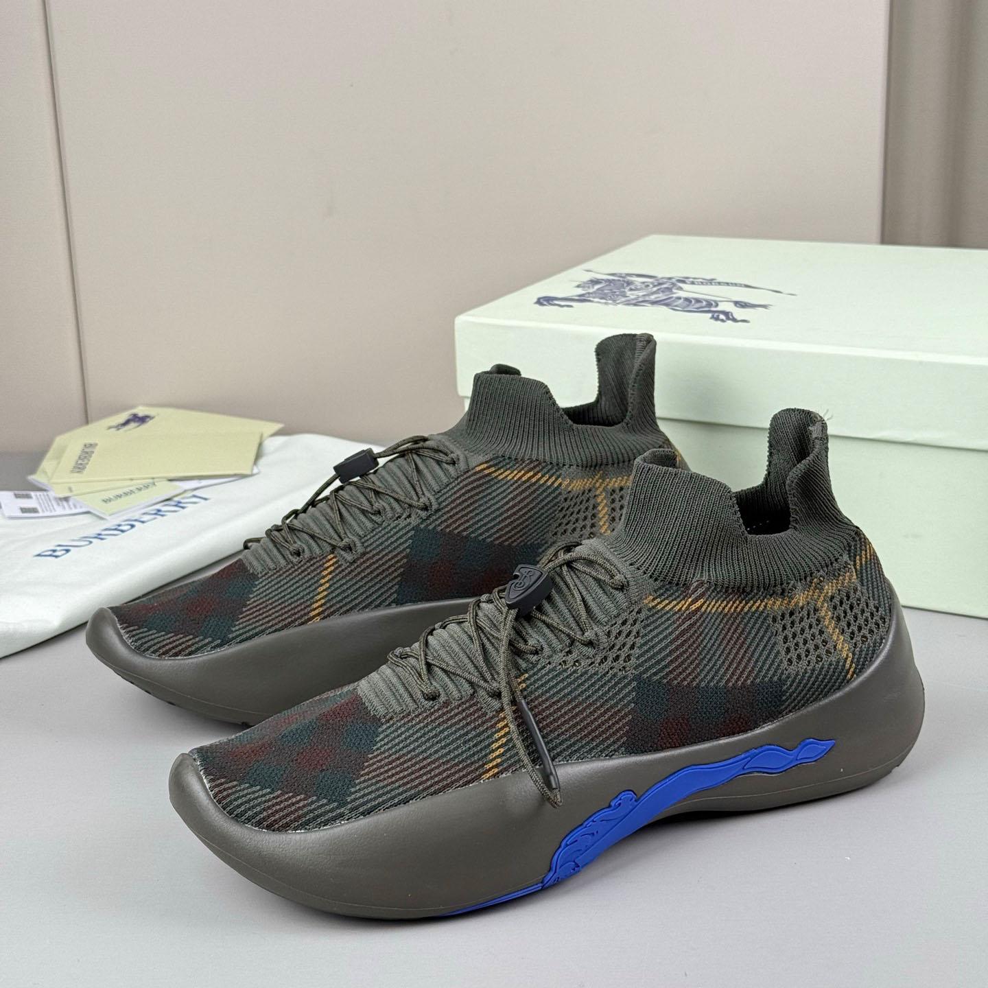 Burberry Check Knit Neptune Sneakers - FashionPlug
