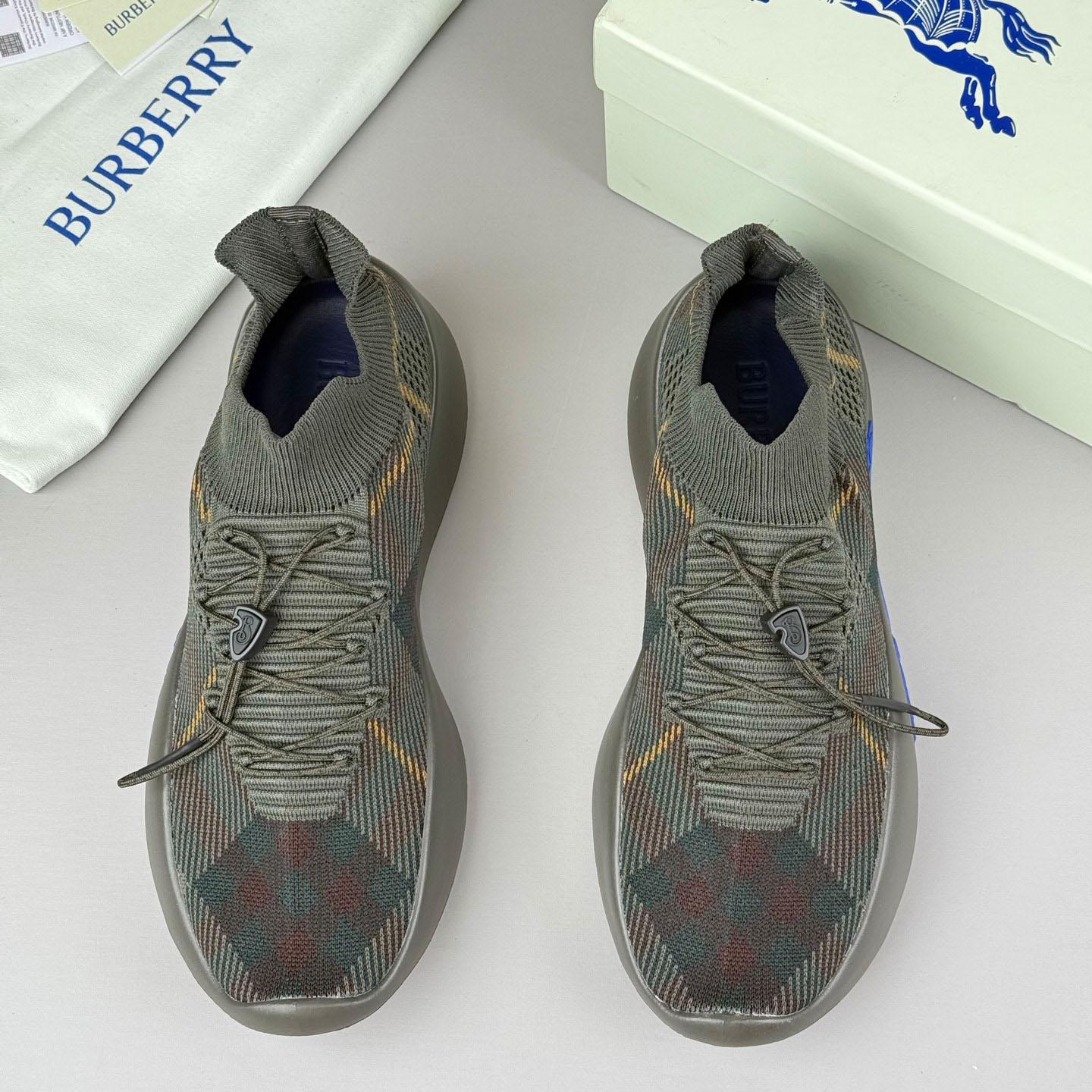 Burberry Check Knit Neptune Sneakers - FashionPlug