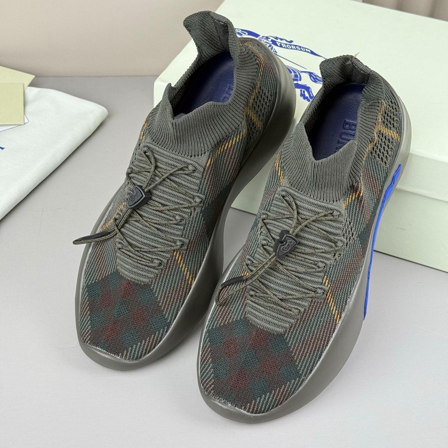 Burberry Check Knit Neptune Sneakers - FashionPlug