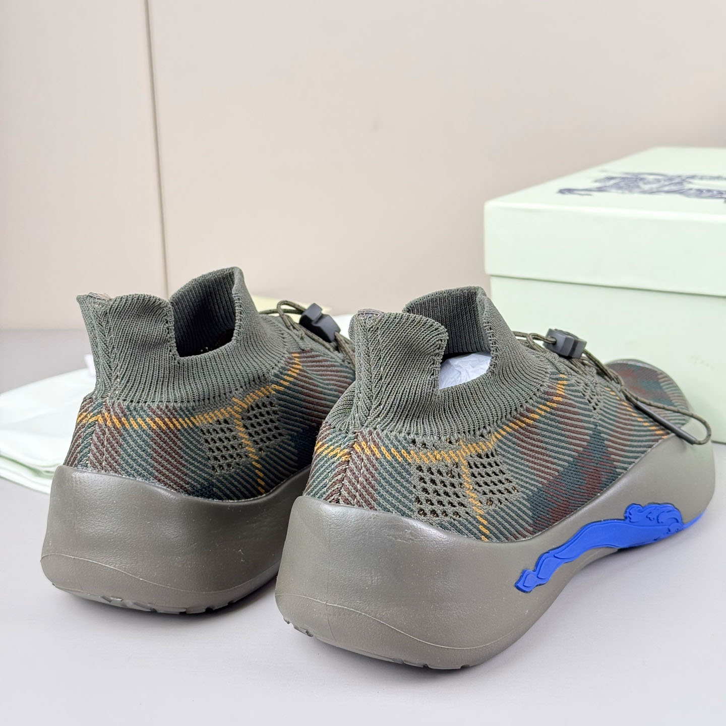 Burberry Check Knit Neptune Sneakers - FashionPlug
