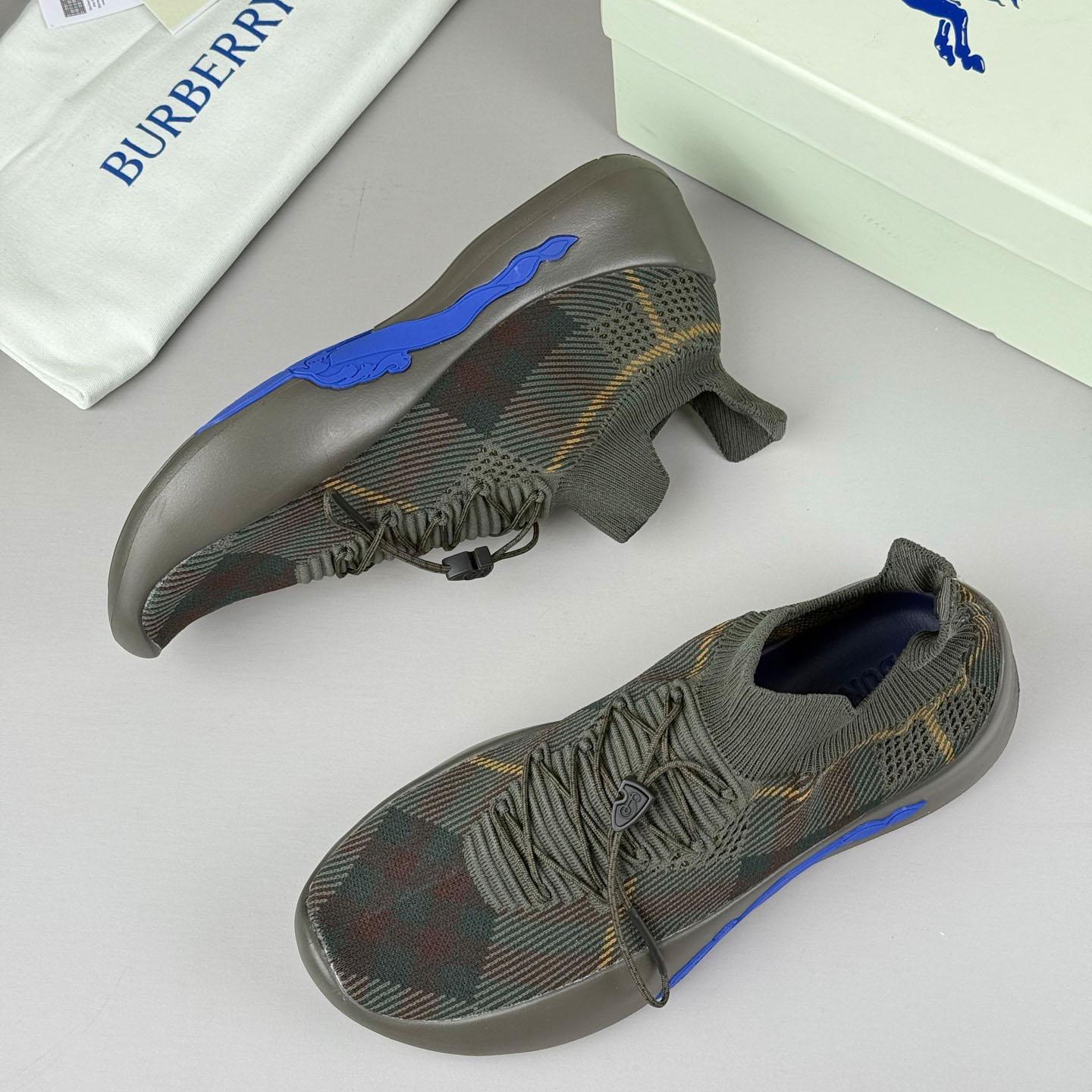 Burberry Check Knit Neptune Sneakers - FashionPlug