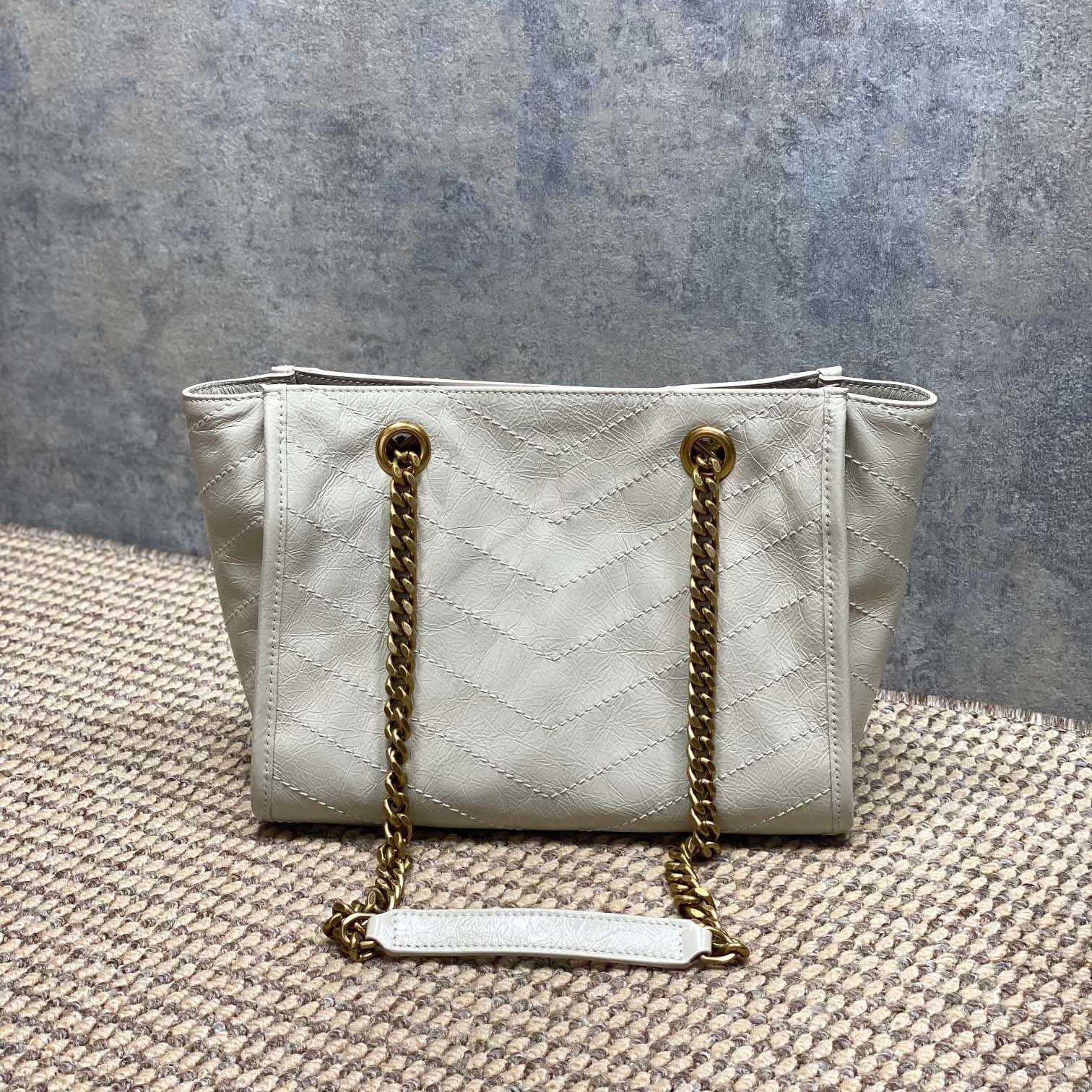 Saint Laurent Nini Small Shopping In Vintage Leather  - FashionPlug