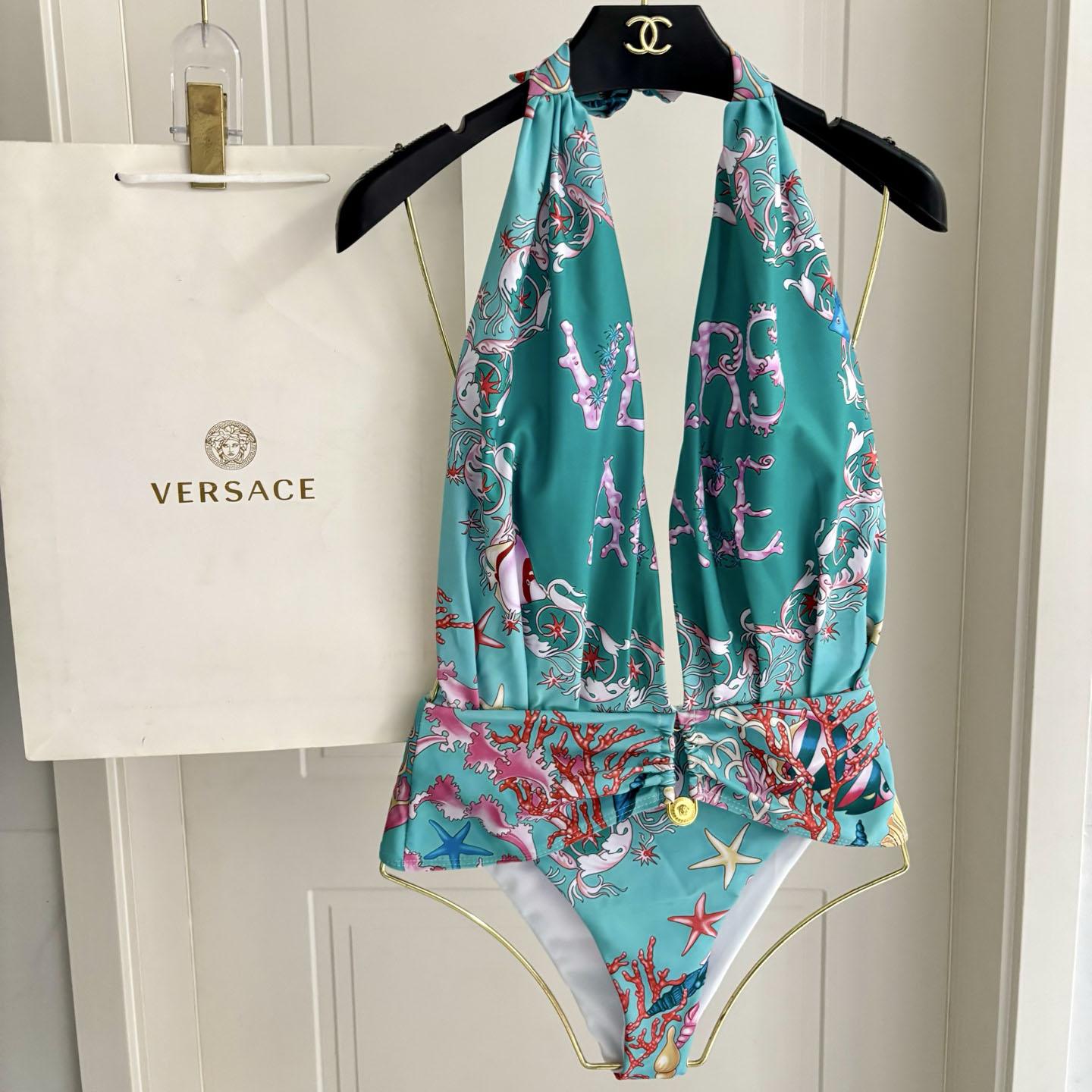 Versace Underwater Barocco Print Bodysuit - FashionPlug