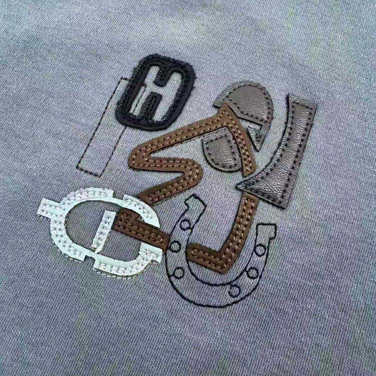 Hermes H Puzzle Leather Embroidery T-Shirt  - FashionPlug