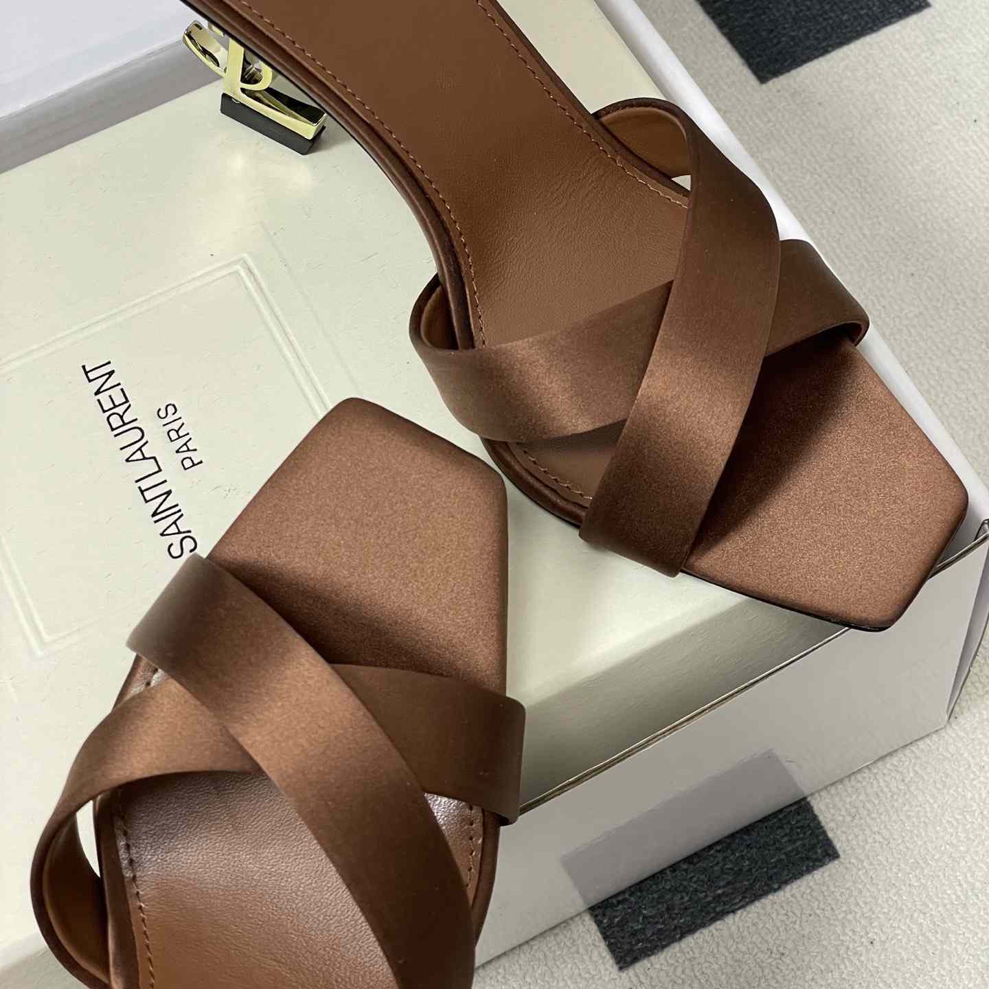 Saint Laurent Opyum Mules In Satin Crepe  - FashionPlug