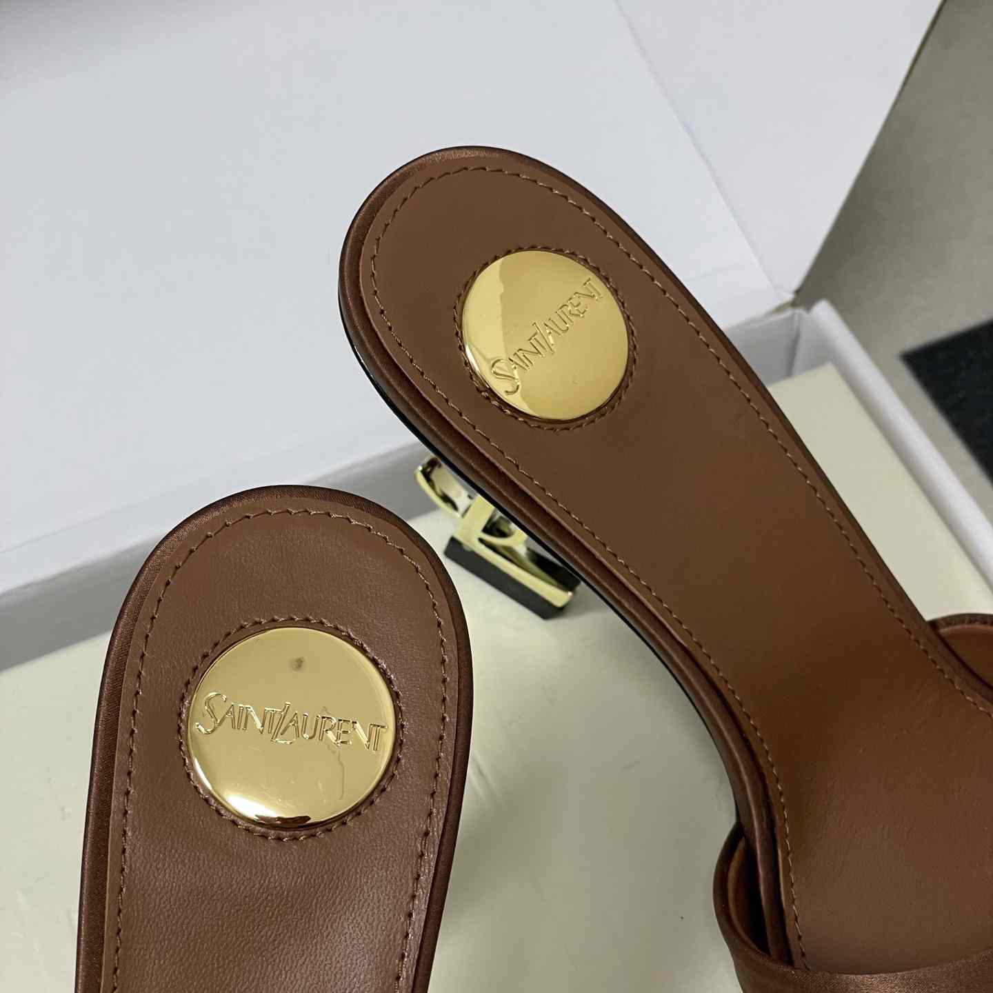 Saint Laurent Opyum Mules In Satin Crepe  - FashionPlug