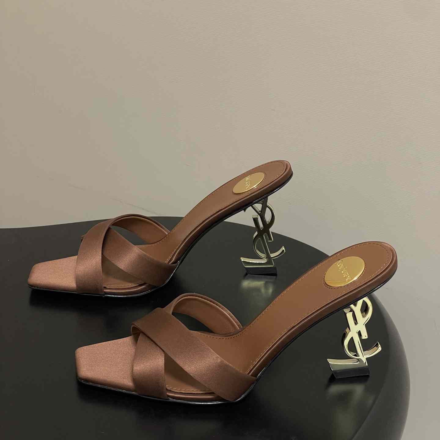 Saint Laurent Opyum Mules In Satin Crepe  - FashionPlug