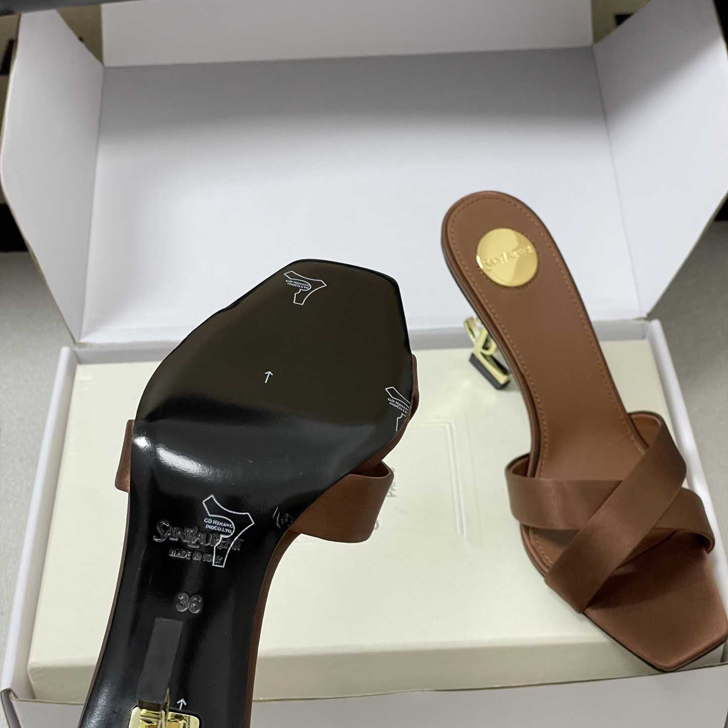 Saint Laurent Opyum Mules In Satin Crepe  - FashionPlug