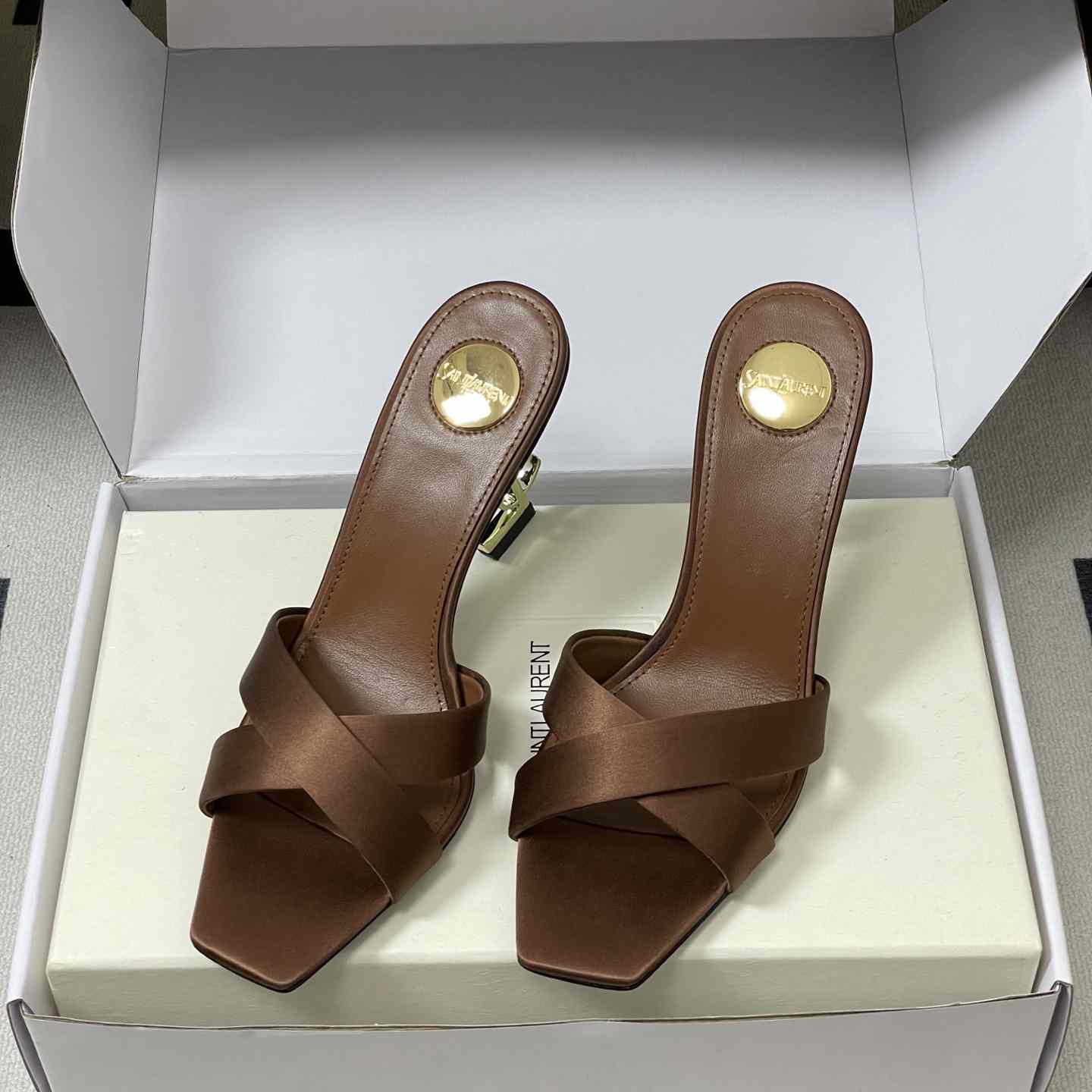 Saint Laurent Opyum Mules In Satin Crepe  - FashionPlug