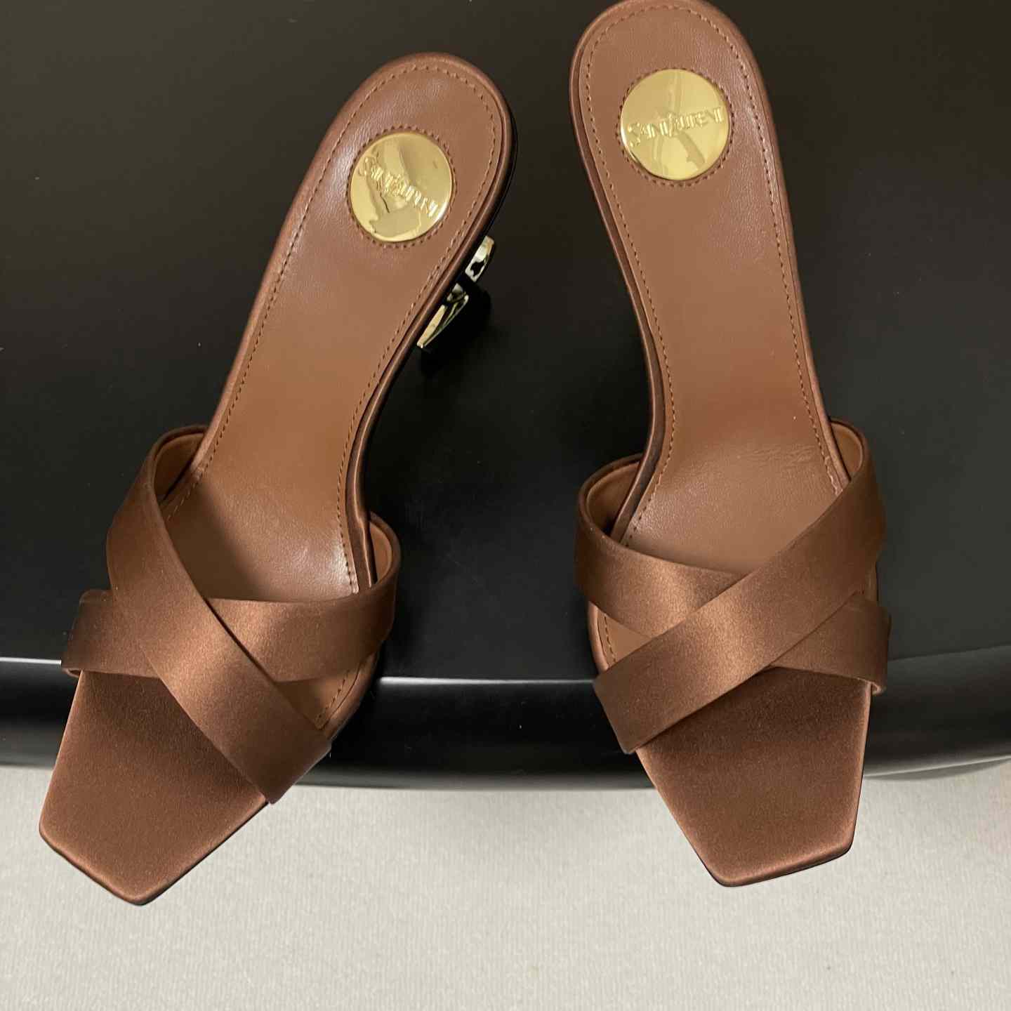 Saint Laurent Opyum Mules In Satin Crepe  - FashionPlug