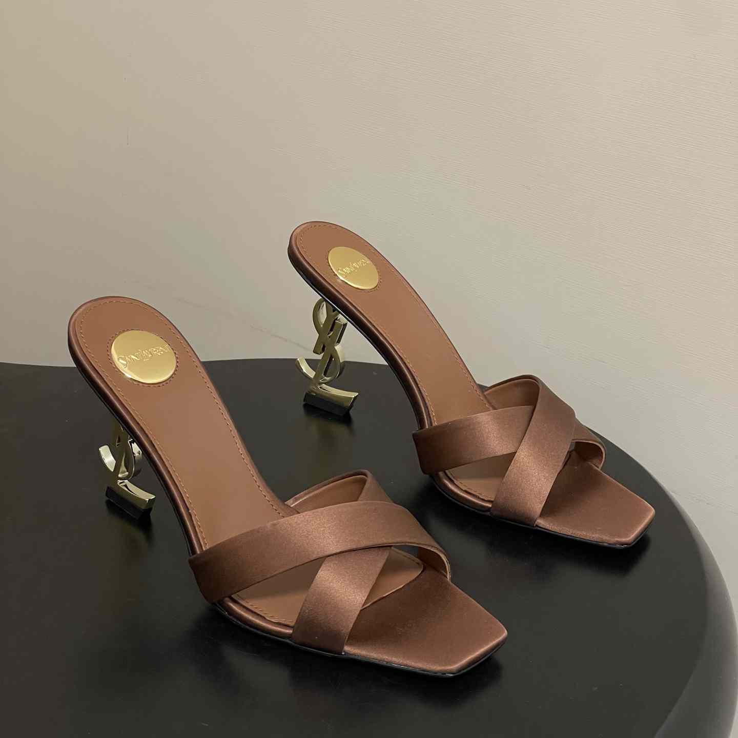 Saint Laurent Opyum Mules In Satin Crepe  - FashionPlug