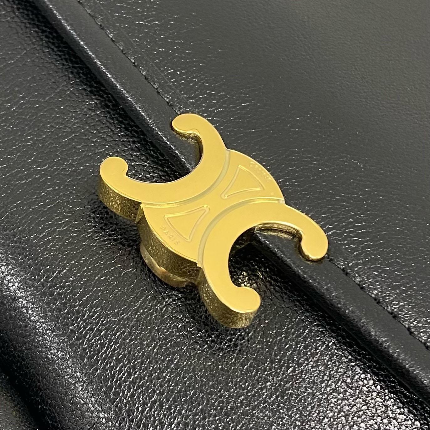 Celine HALFMOON SOFT TRIOMPHE BAG IN SUPPLE SHINY LAMBSKIN - FashionPlug