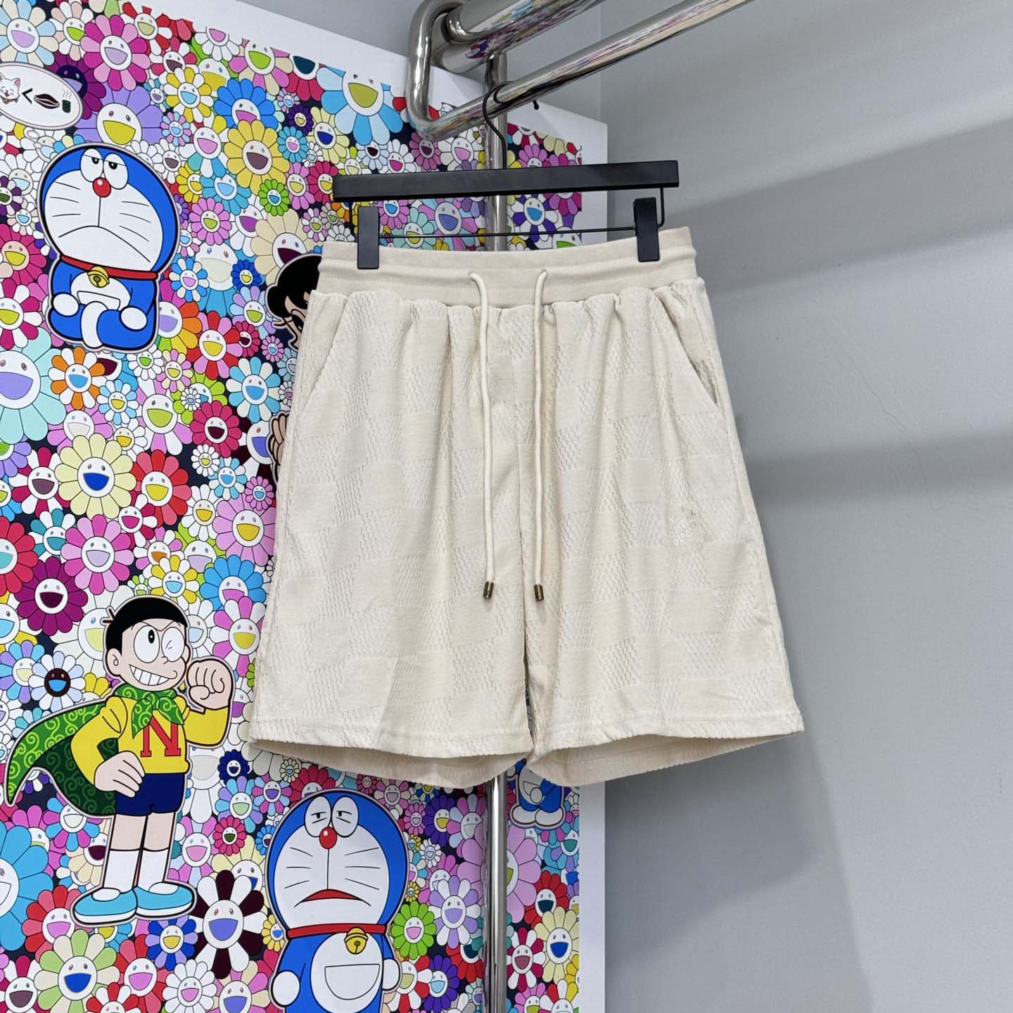 Louis Vuitton Damier French Terry Cotton-Blend Shorts   - FashionPlug