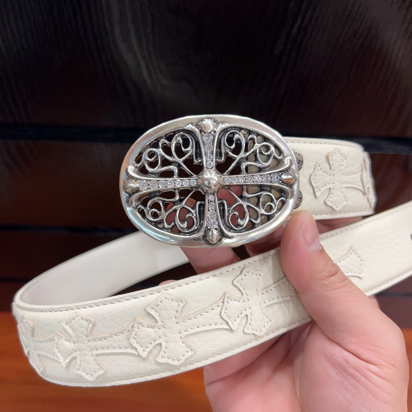 Chrome Hearts Leather Belt   - FashionPlug