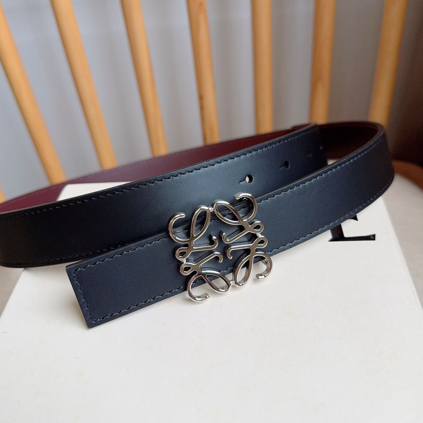 Loewe Reversible Anagram Belt In Smooth Calfskin - FashionPlug