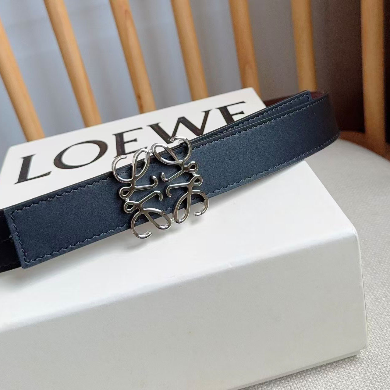 Loewe Reversible Anagram Belt In Smooth Calfskin - FashionPlug