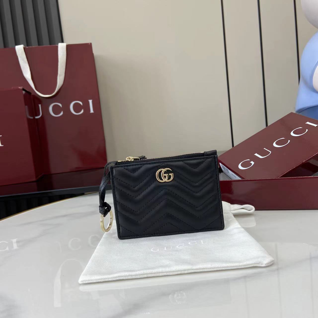 Gucci GG Marmont Zip Key Pouch 837747 - FashionPlug