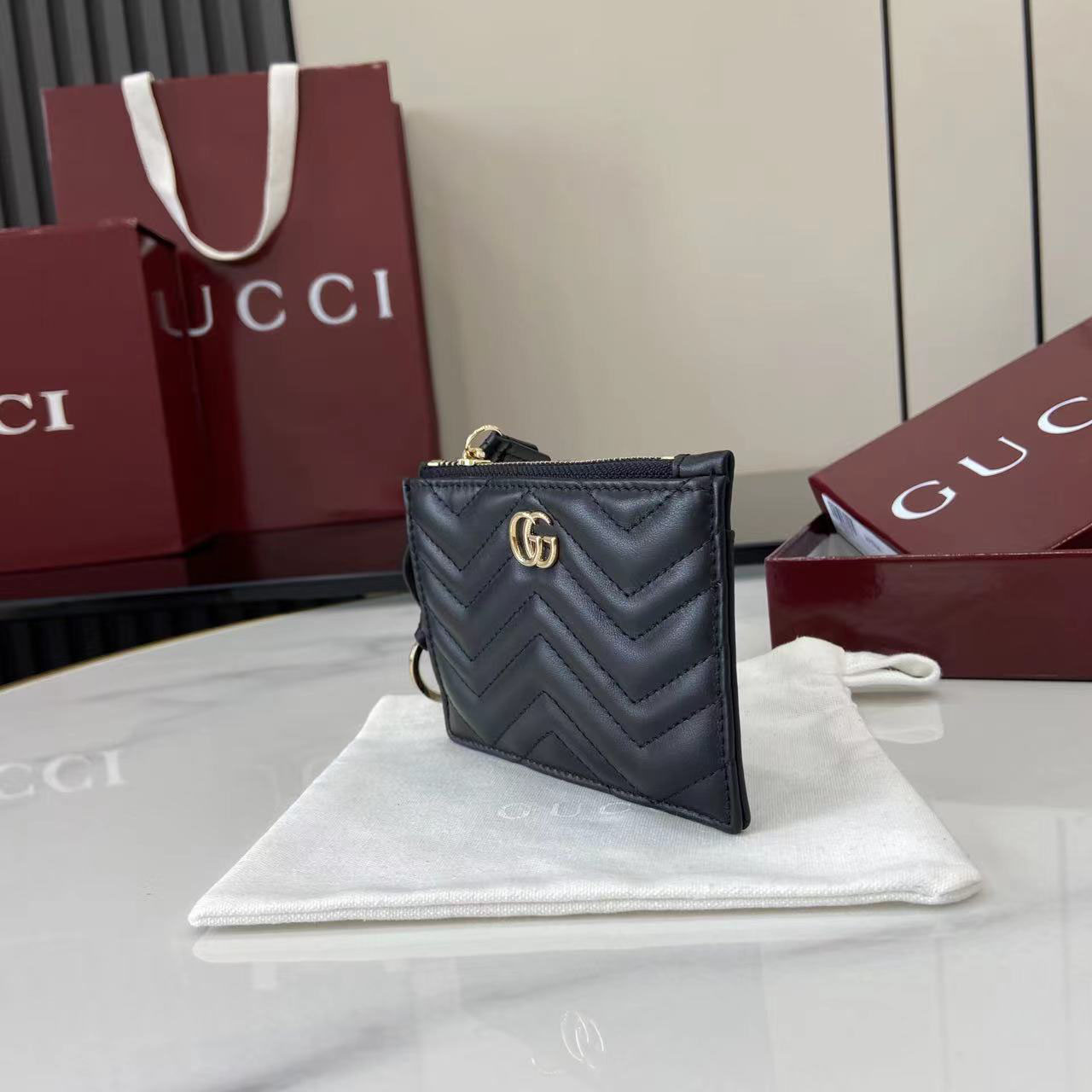Gucci GG Marmont Zip Key Pouch 837747 - FashionPlug