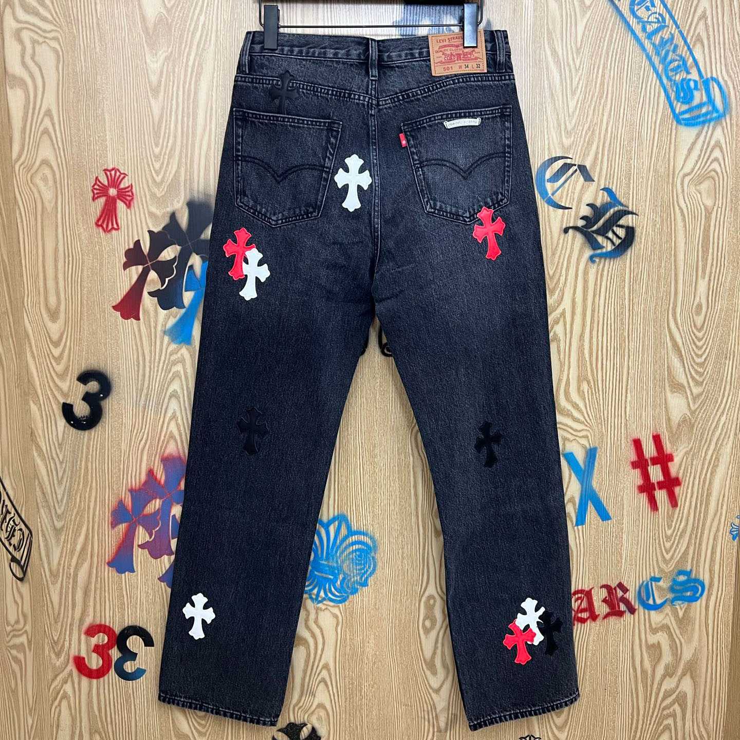 Chrome Hearts Cross Patch Jeans - FashionPlug