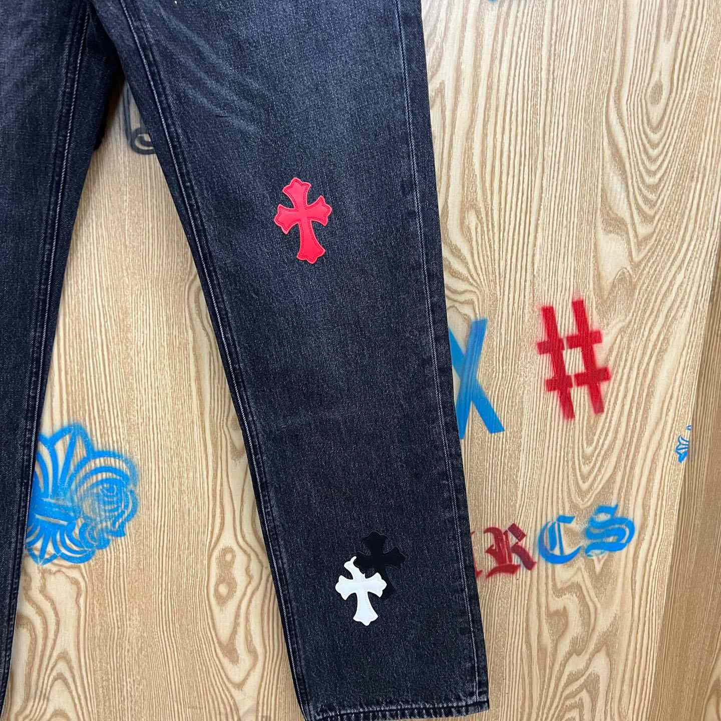 Chrome Hearts Cross Patch Jeans - FashionPlug