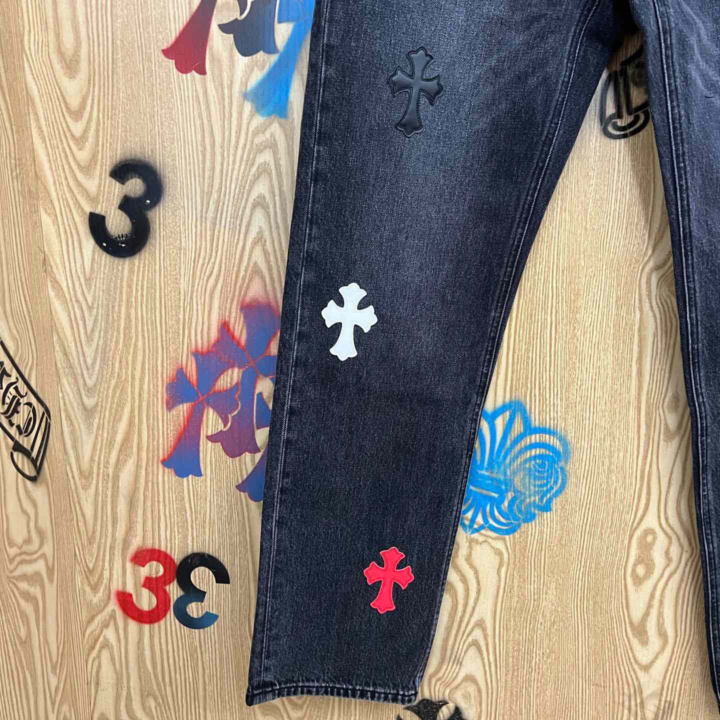 Chrome Hearts Cross Patch Jeans - FashionPlug