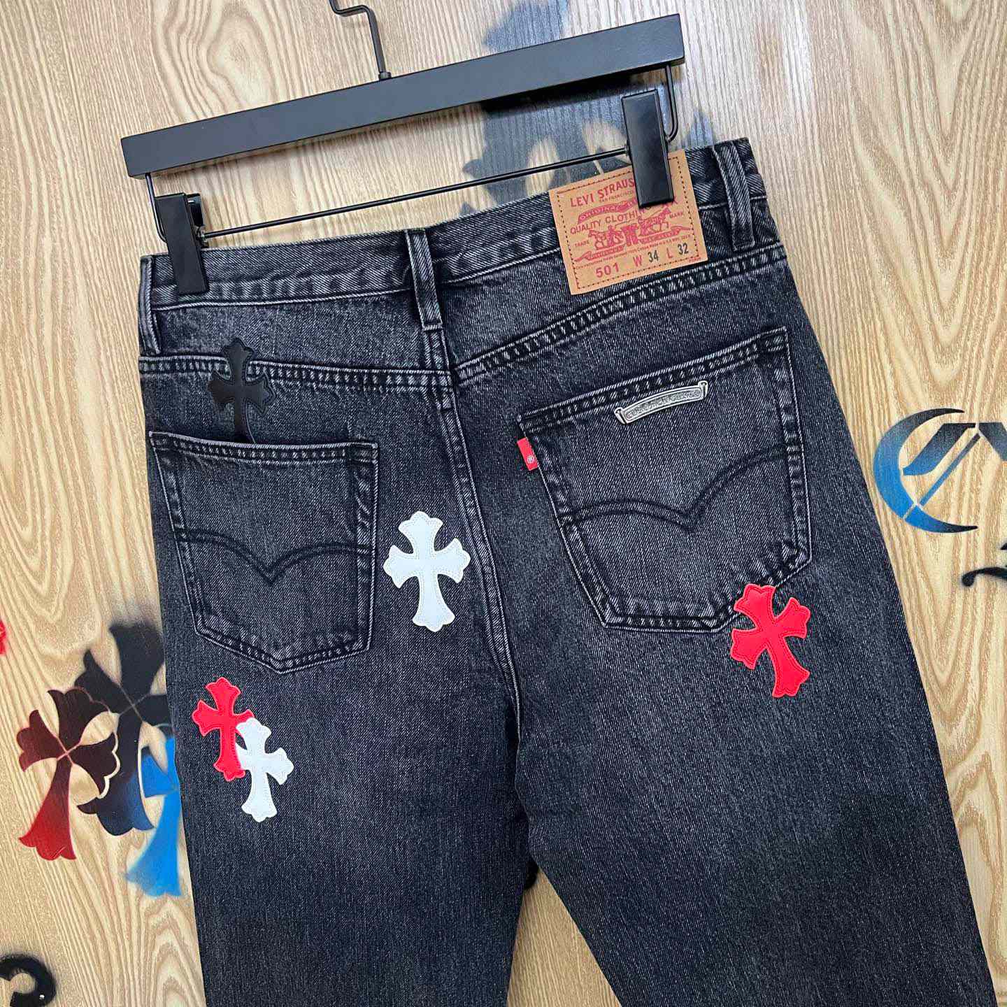 Chrome Hearts Cross Patch Jeans - FashionPlug