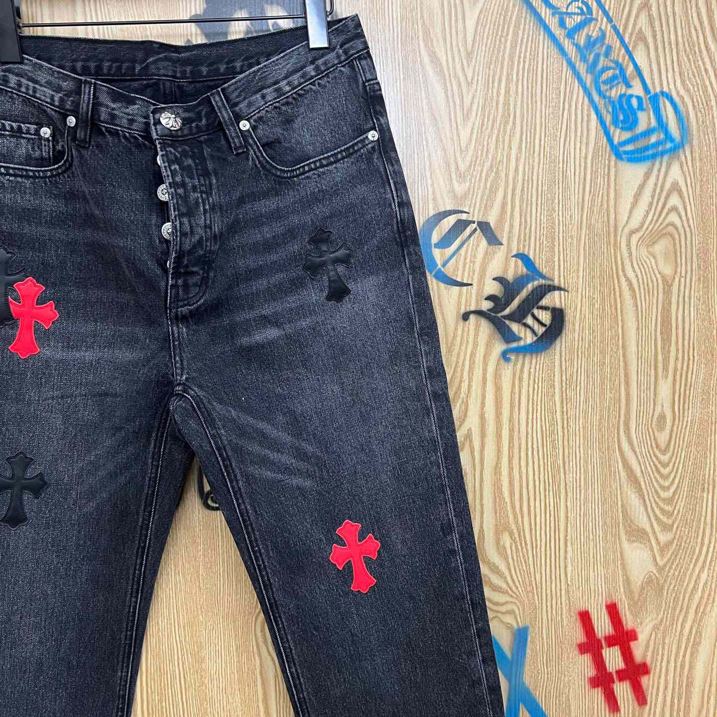 Chrome Hearts Cross Patch Jeans - FashionPlug