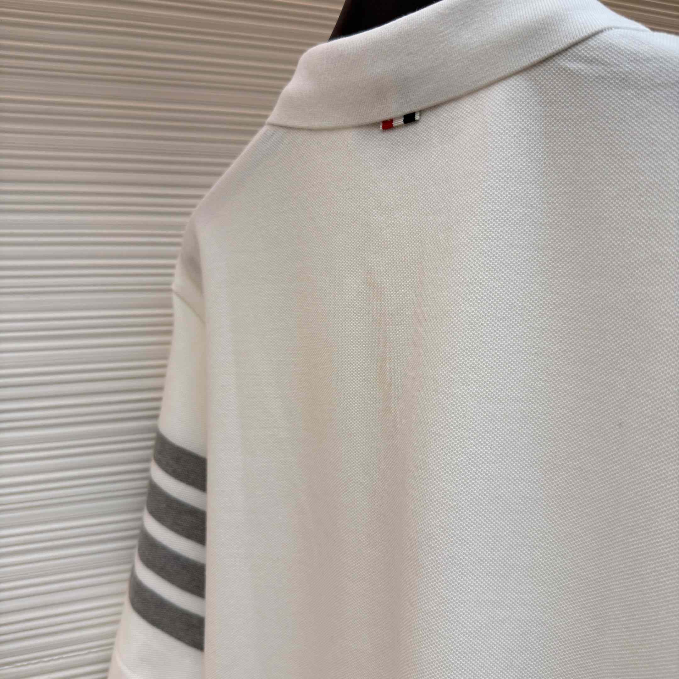 Thom Browne Classic Pique 4-Bar Short Sleeve Polo   - FashionPlug